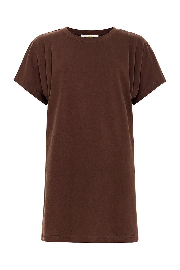 chocolate brown t shirt dress Off-Shoulder Long Sleeve Maxi Dress – La Boutique Dacula