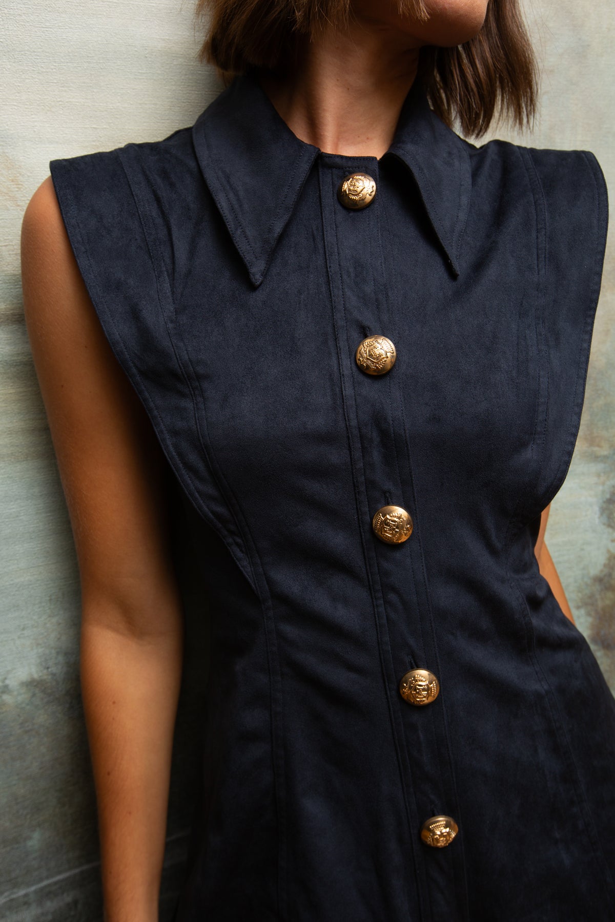 Albie Navy Suede Mini Dress