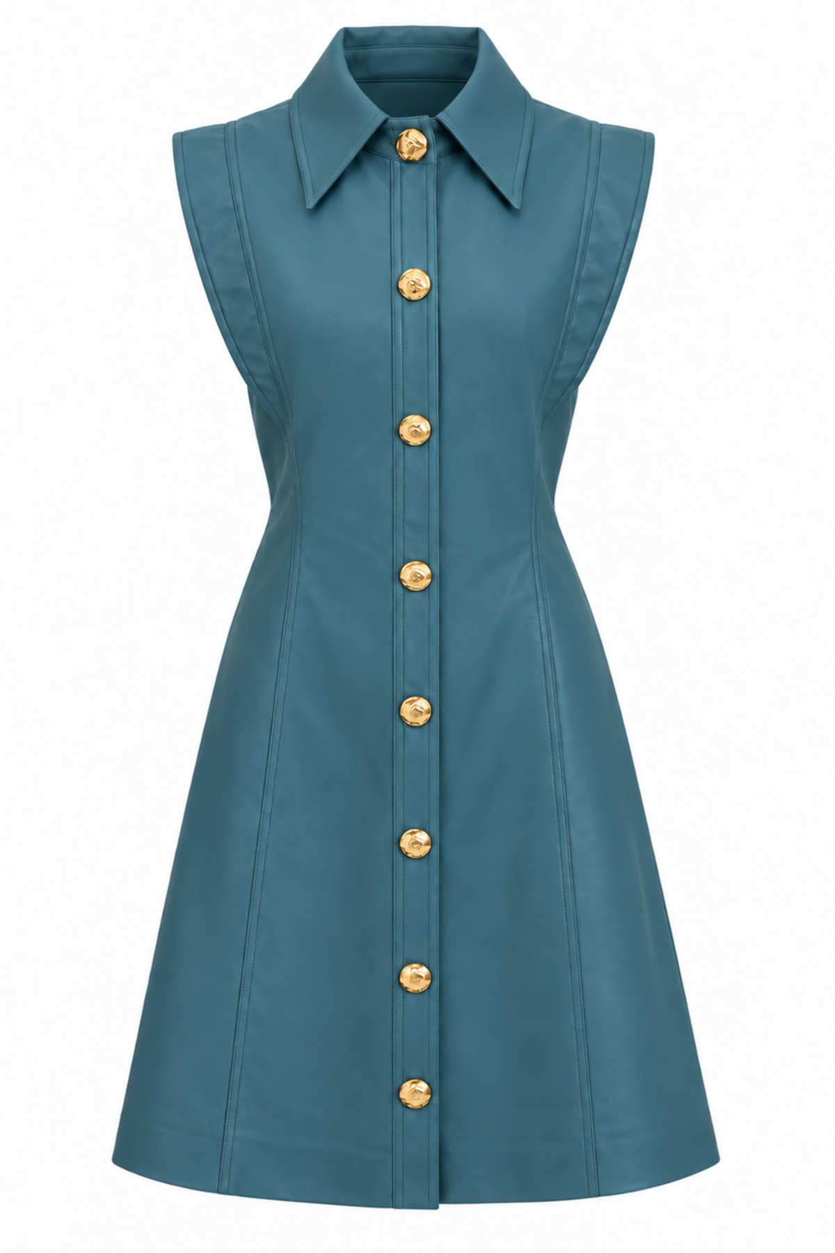 Albie Sage Leather Mini Dress