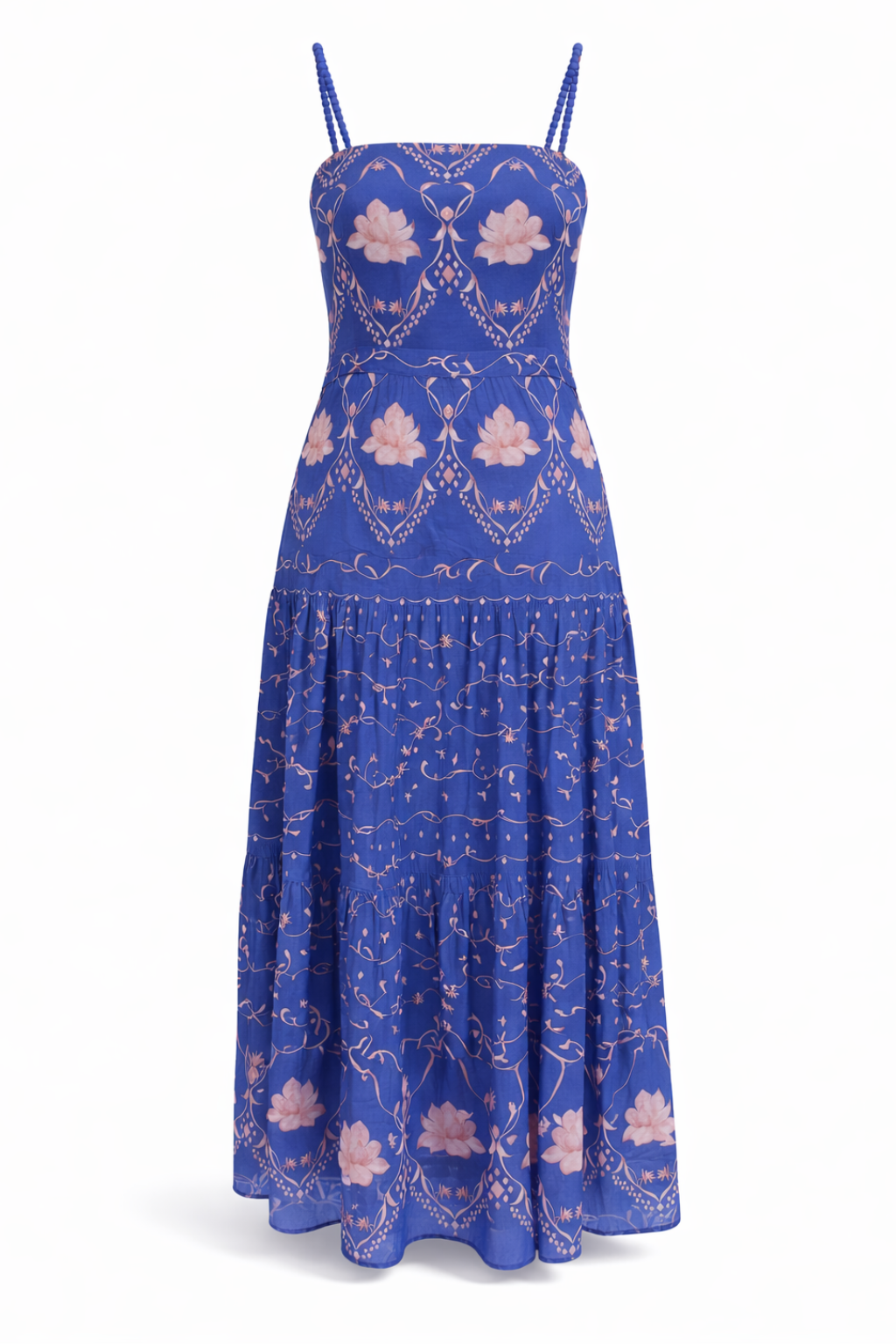 Asher Sea Petal Blue Floral Midi Dress