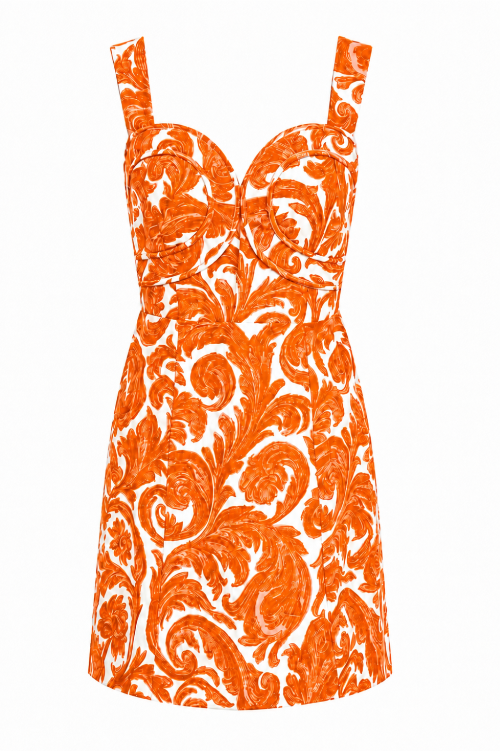 Callie Bright Orange Paisley Mini Dress