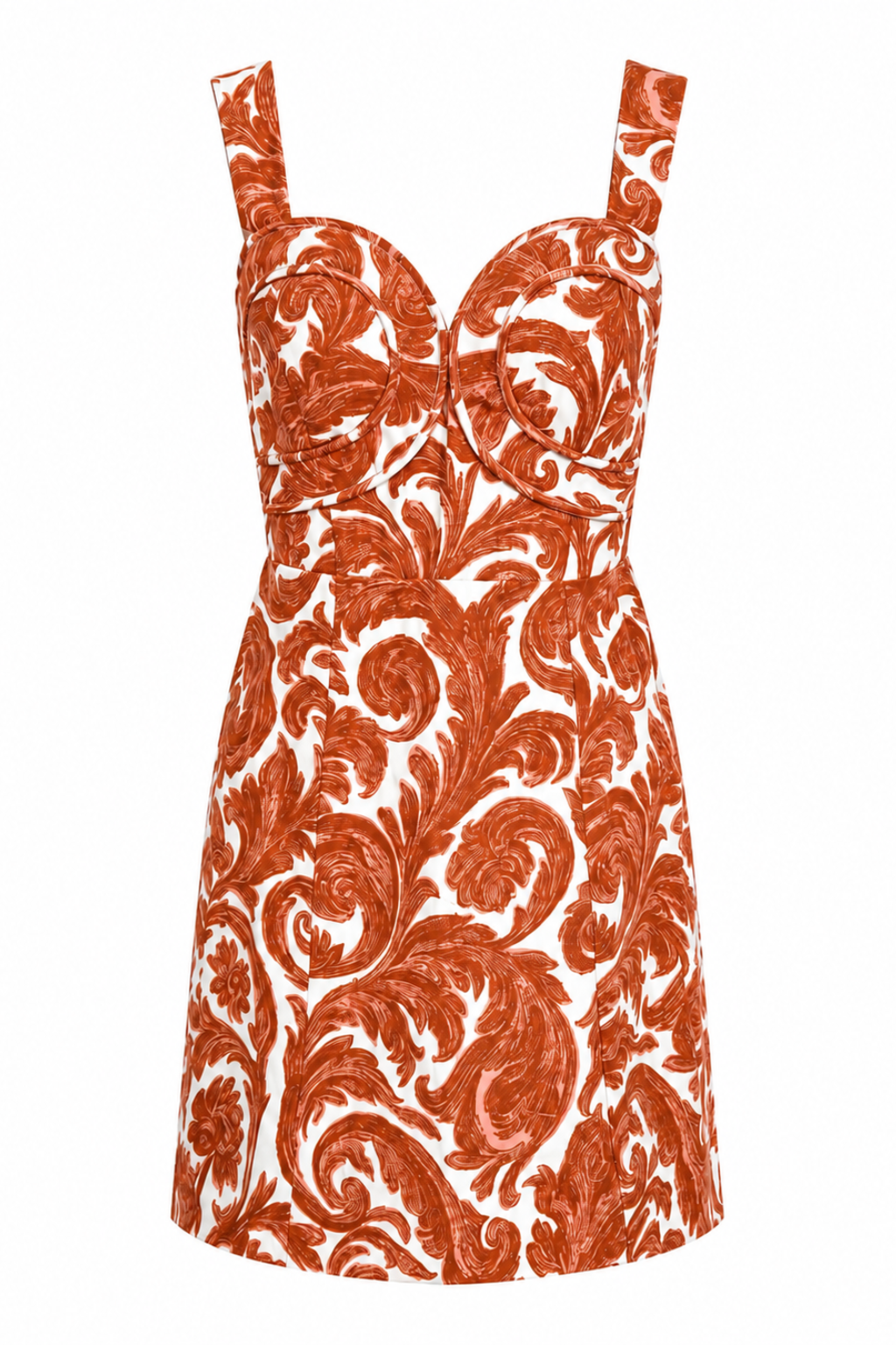 Callie Burnt Orange Paisley Mini Dress