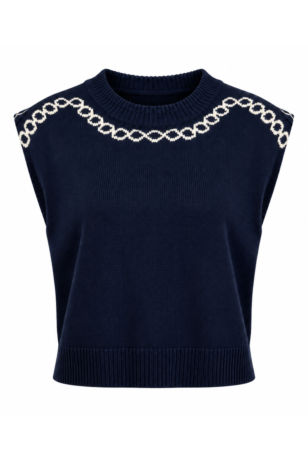 Chris Navy Embroidered Top