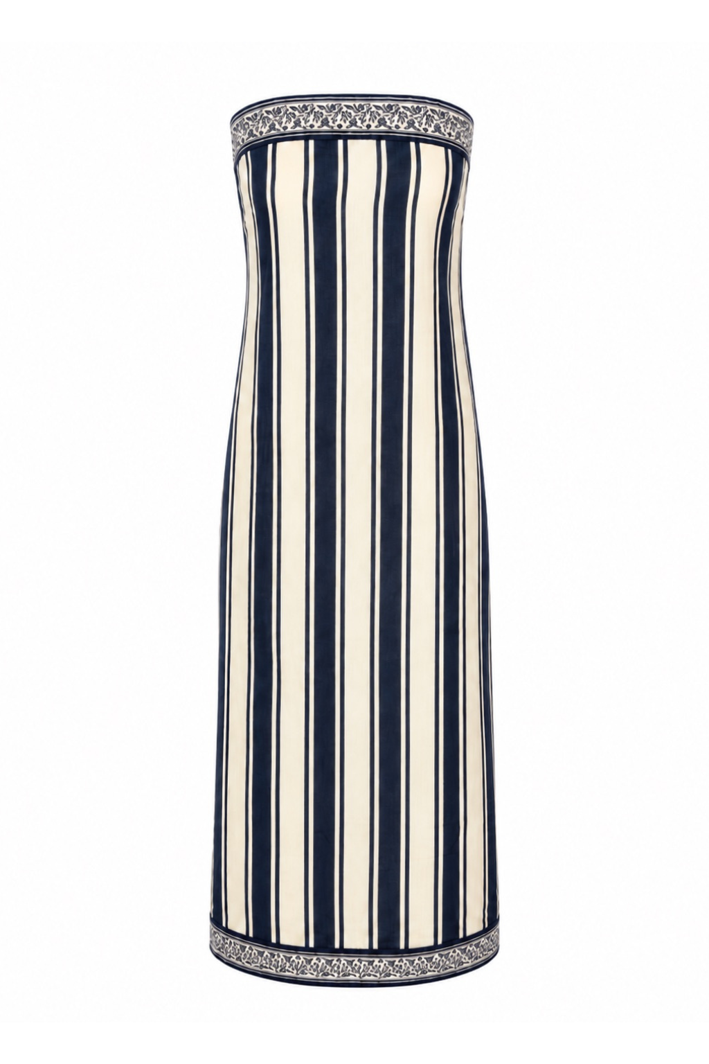 Dalton Navy Riviera Stripe Strapless Midi Dress