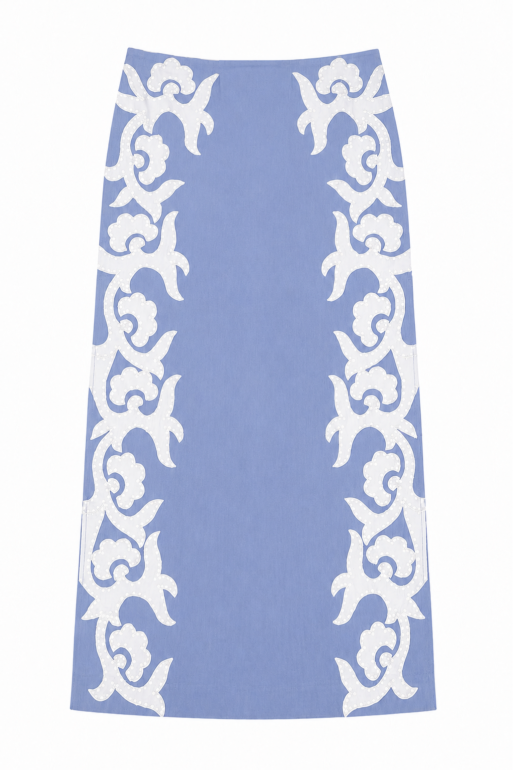 Dillon Ice Blue Fleur Midi Skirt