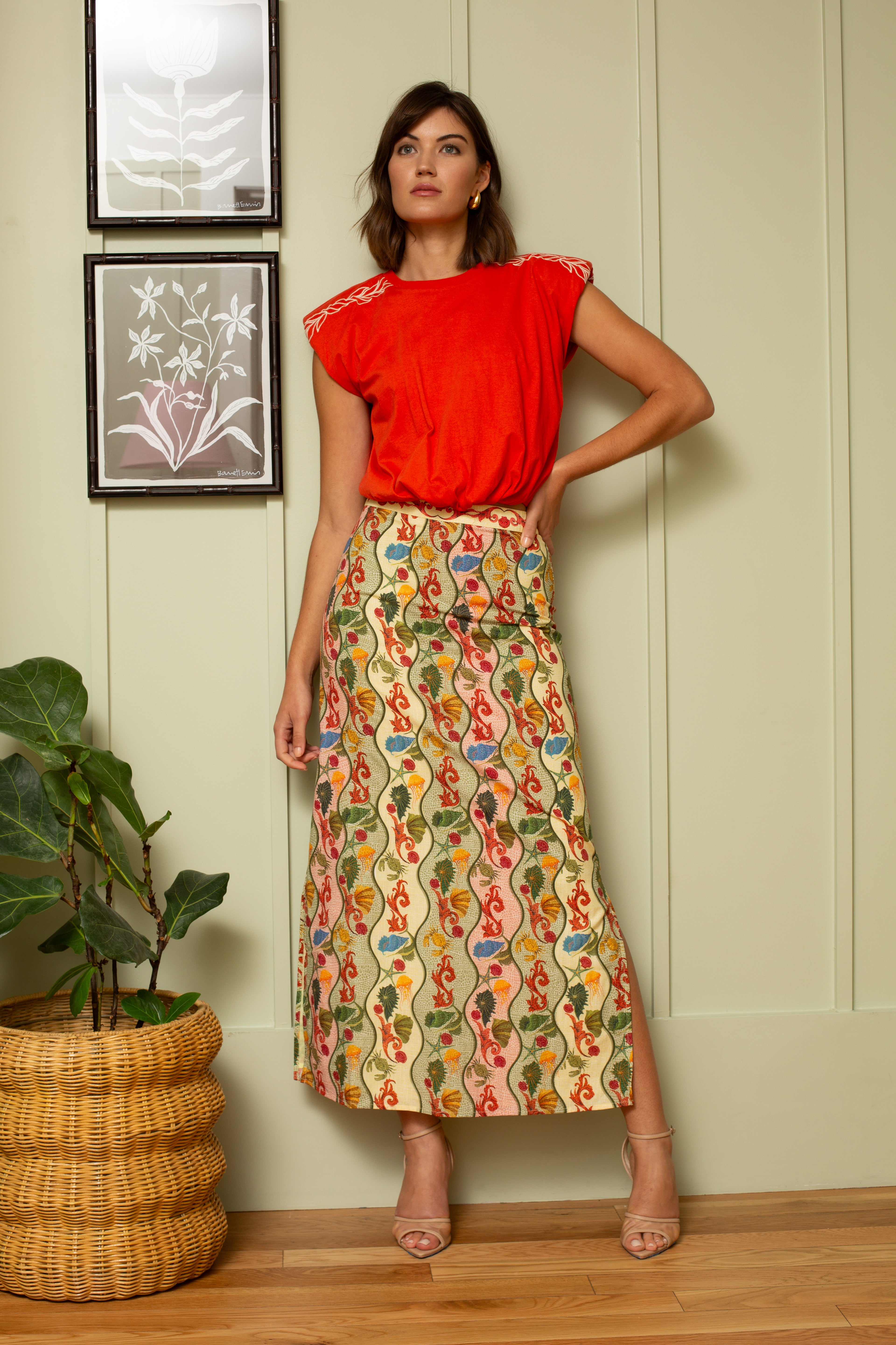 Dillon Multi Shell Midi Skirt