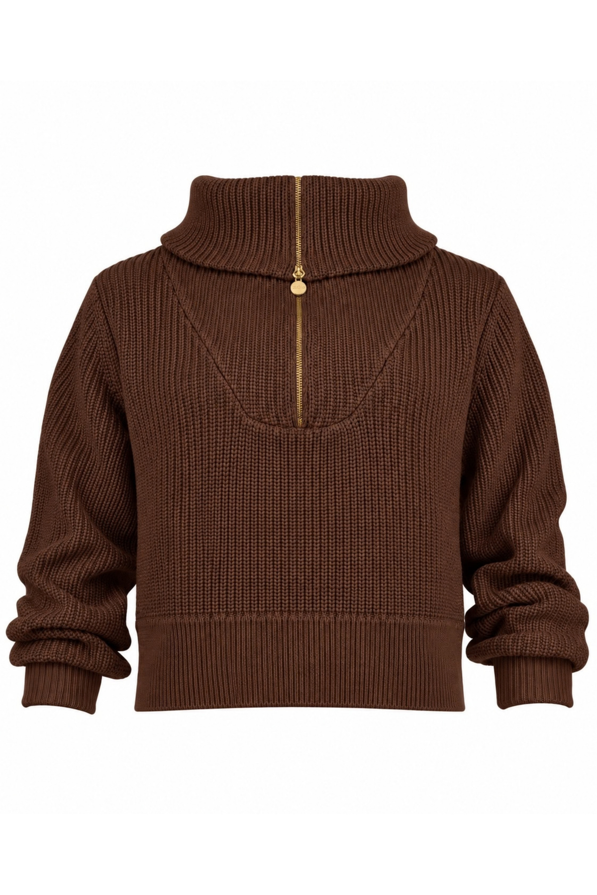 Gabrielle Chocolate Half-Zip Knit Sweater