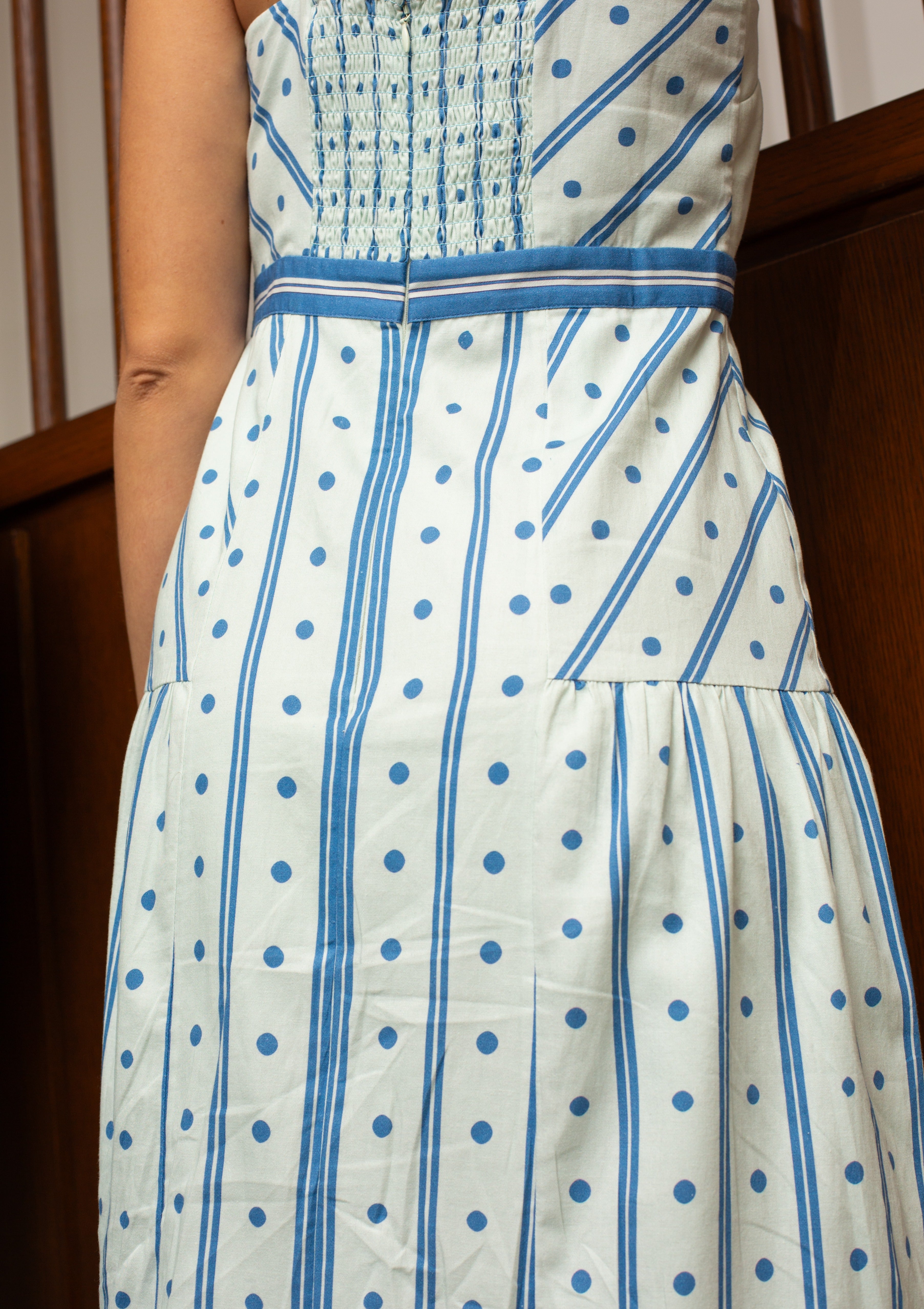 Hunter Cloud Ribbon Stripe Midi Dress