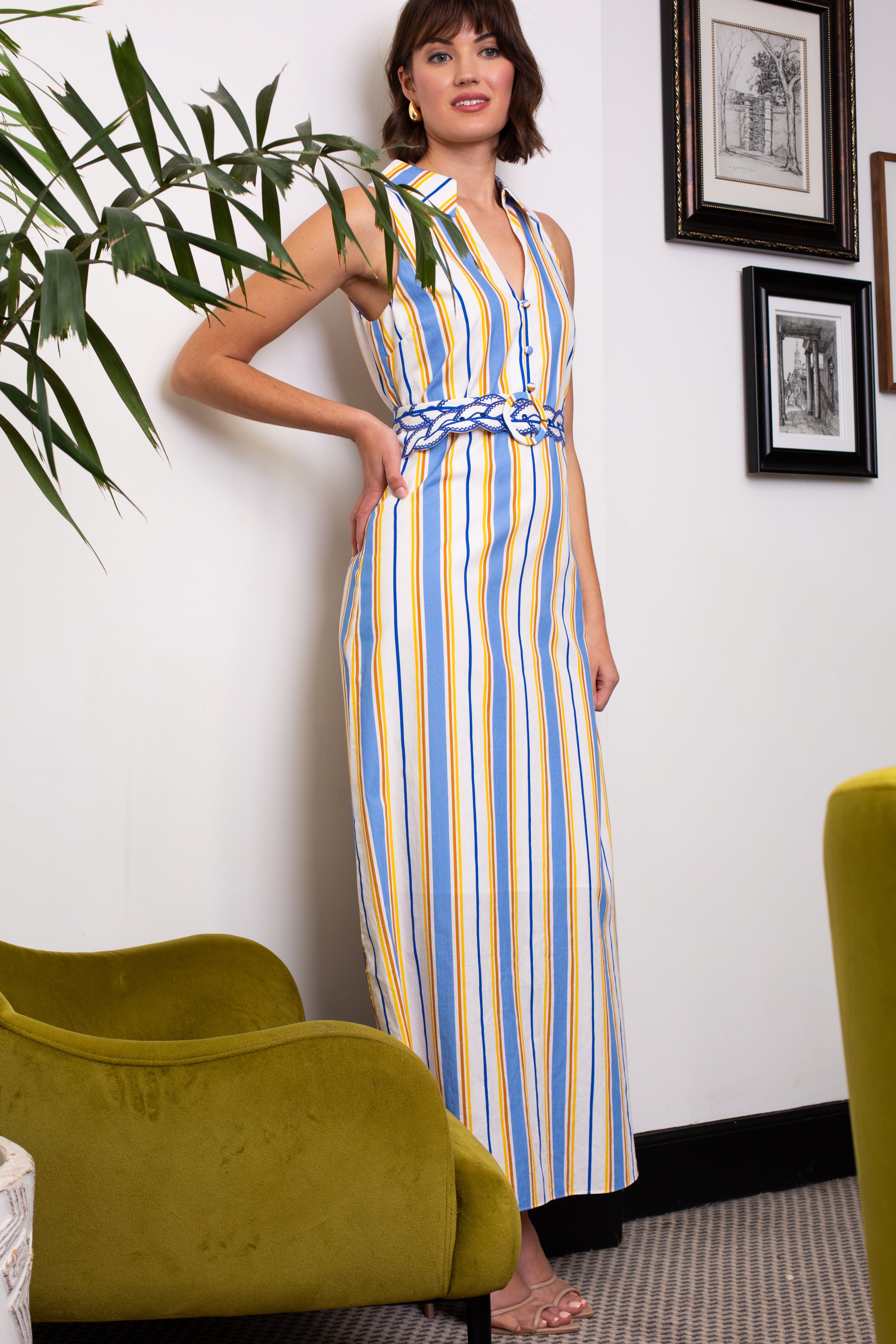 Jill Coastal Stripe Midi Dress