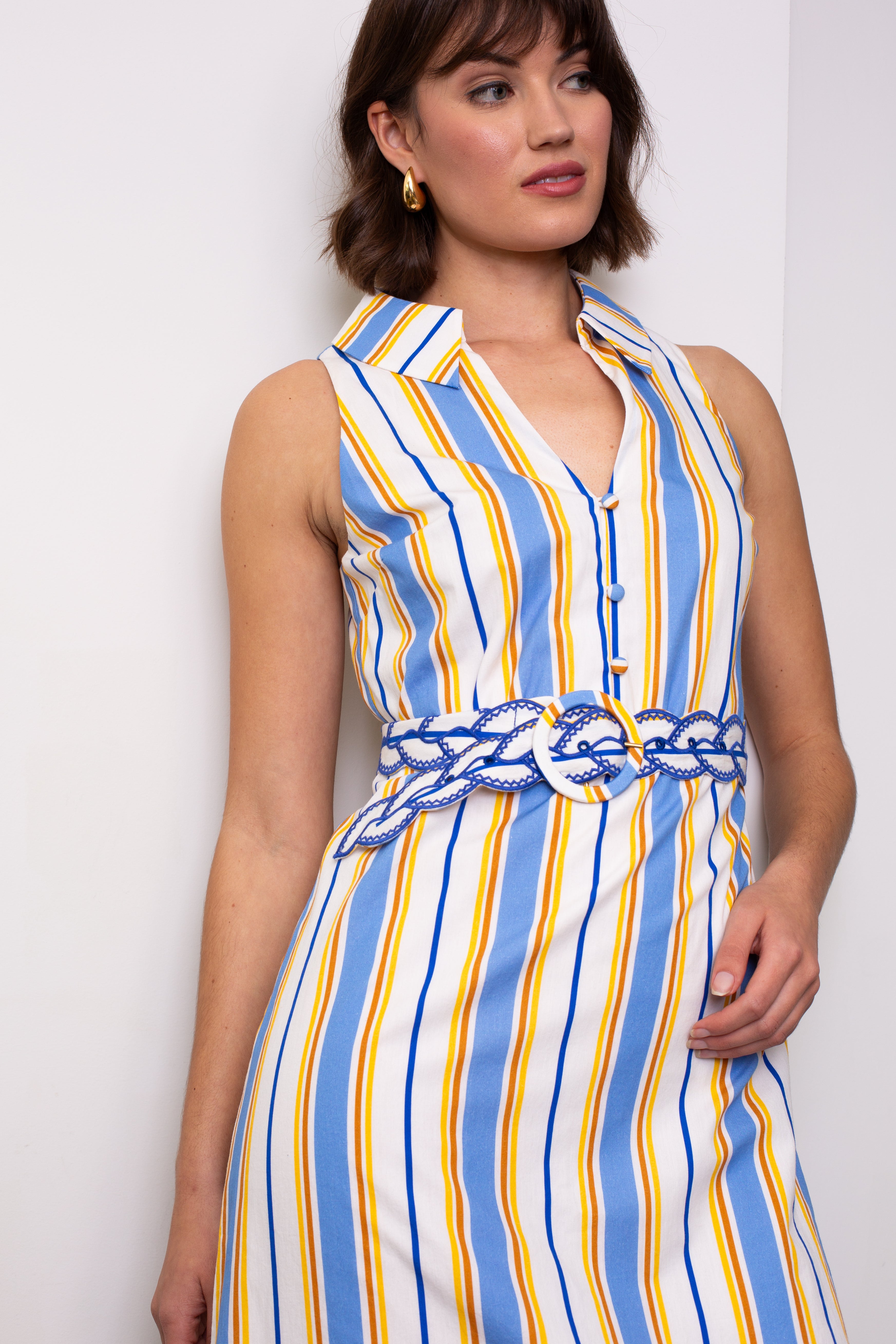 Jill Coastal Stripe Midi Dress