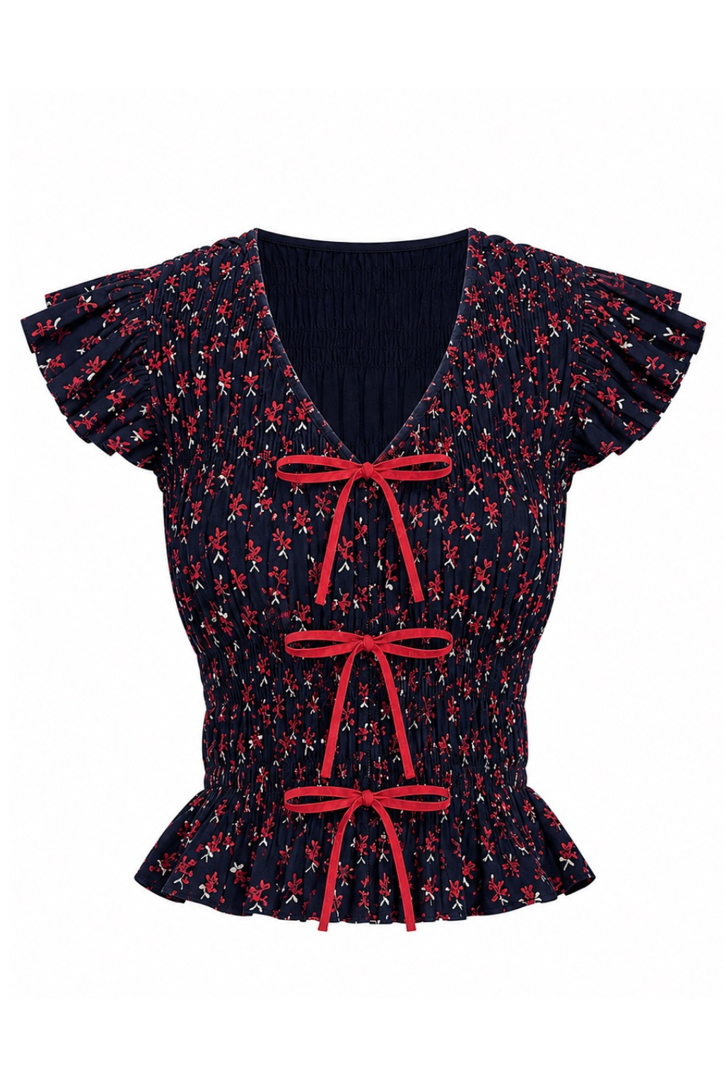 Juniper Navy Amora Smocked Top