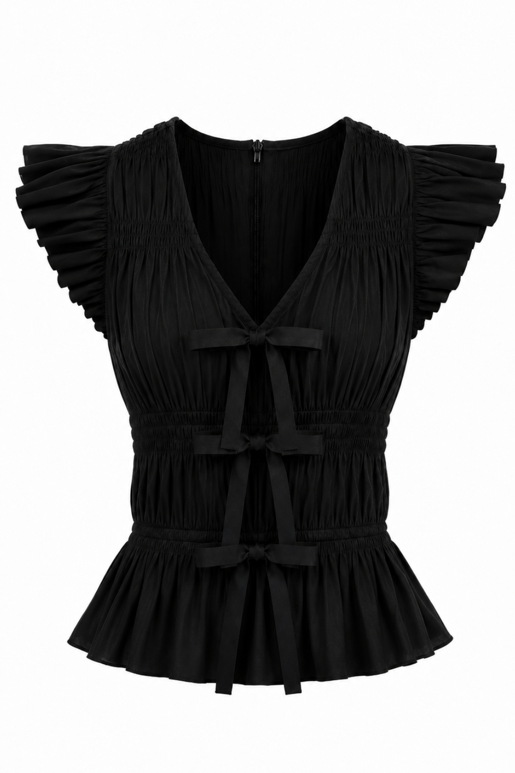 Nickie Black Smocked Top