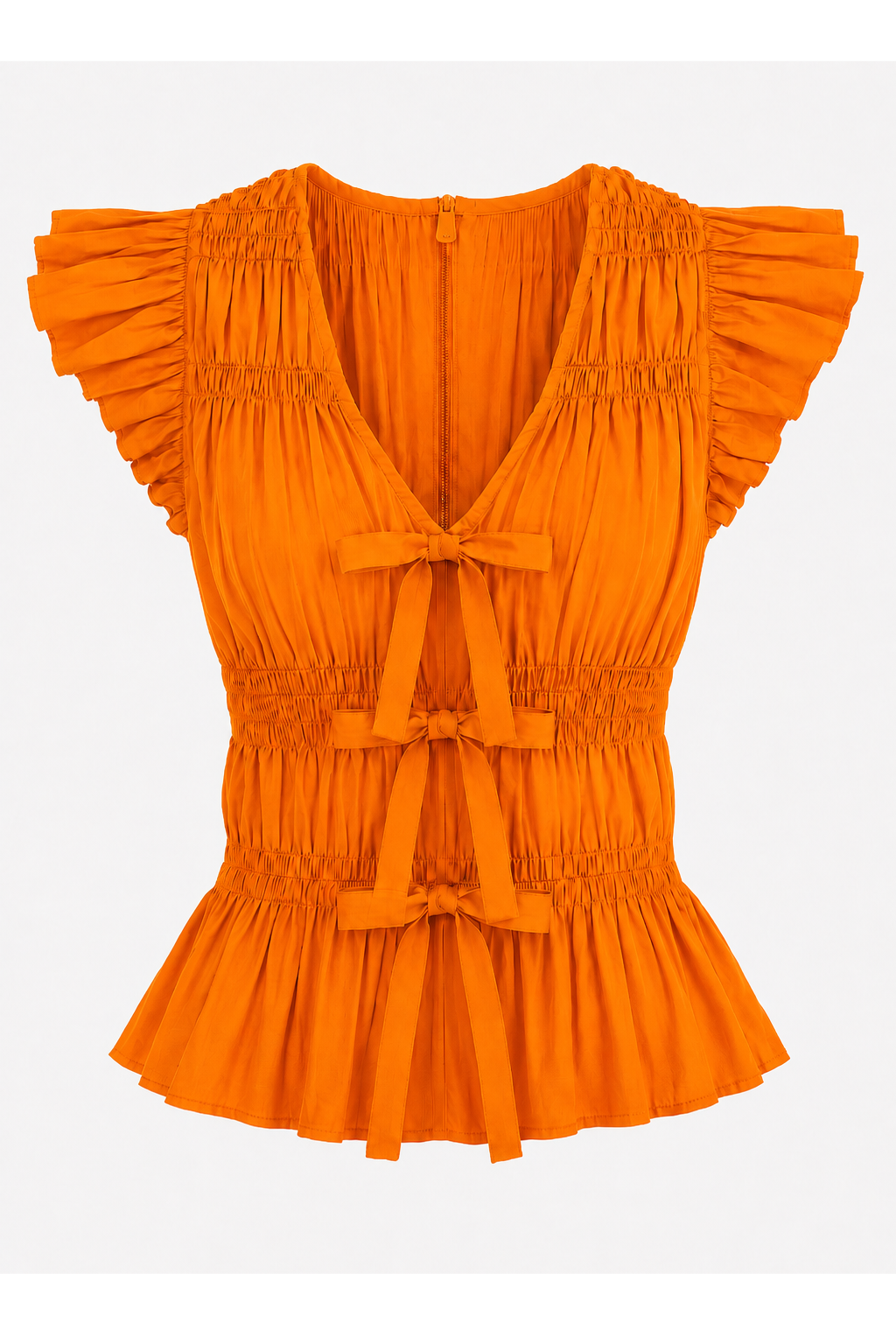 Nickie Bright Orange Smocked Top