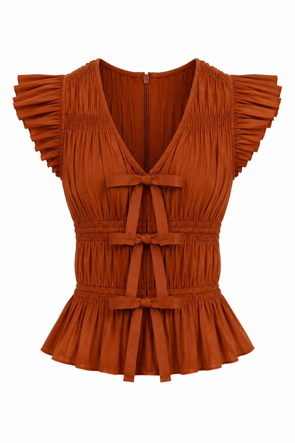 Nickie Burnt Orange Smocked Top