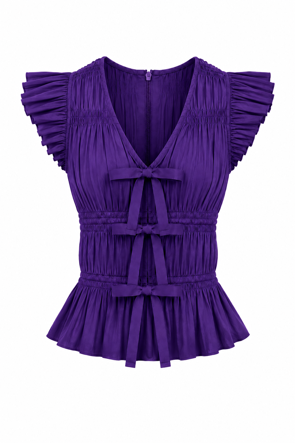 Nickie Purple Smocked Top