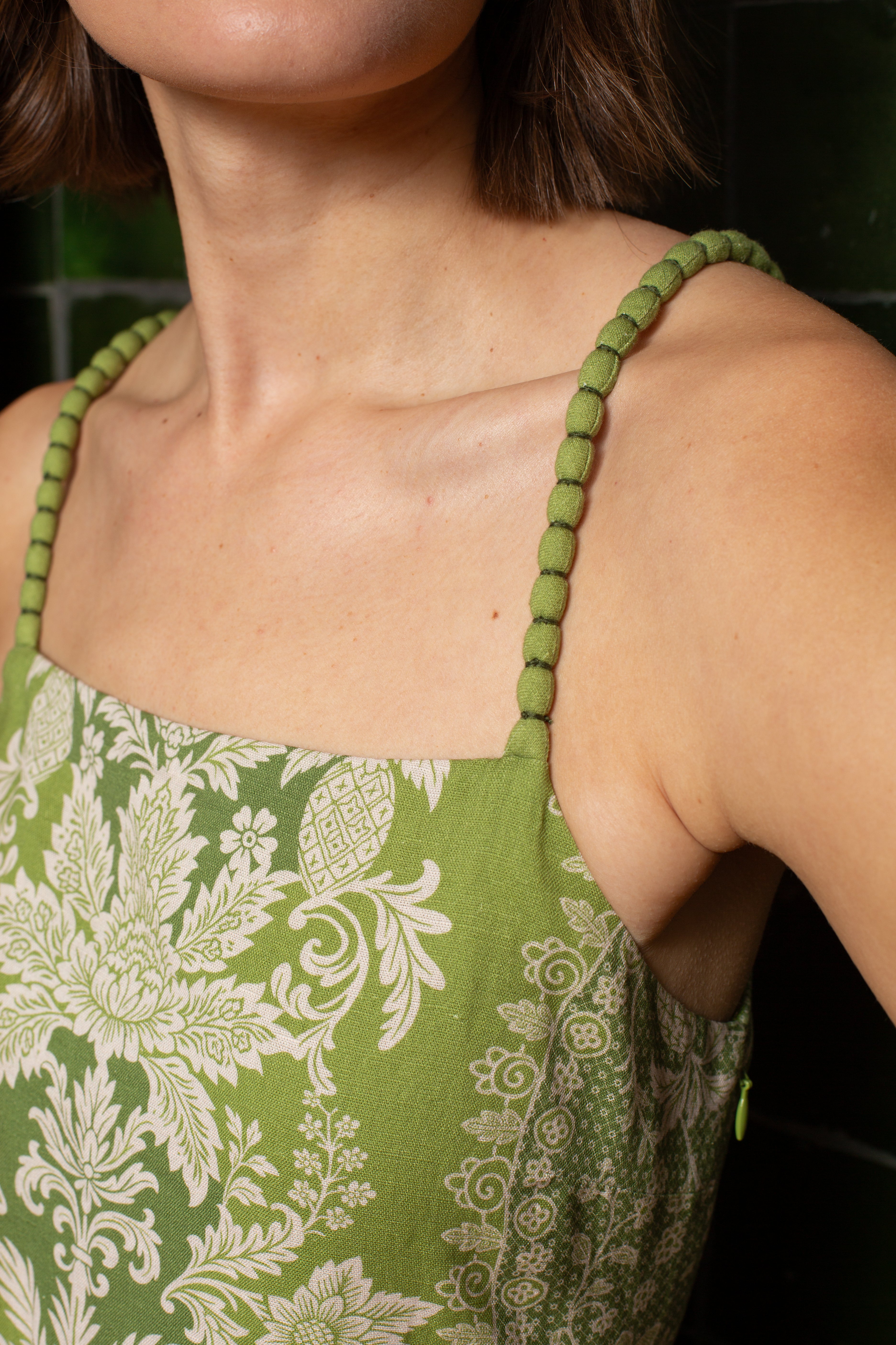 Parker Green Ivory Lace Floral Mini Dress
