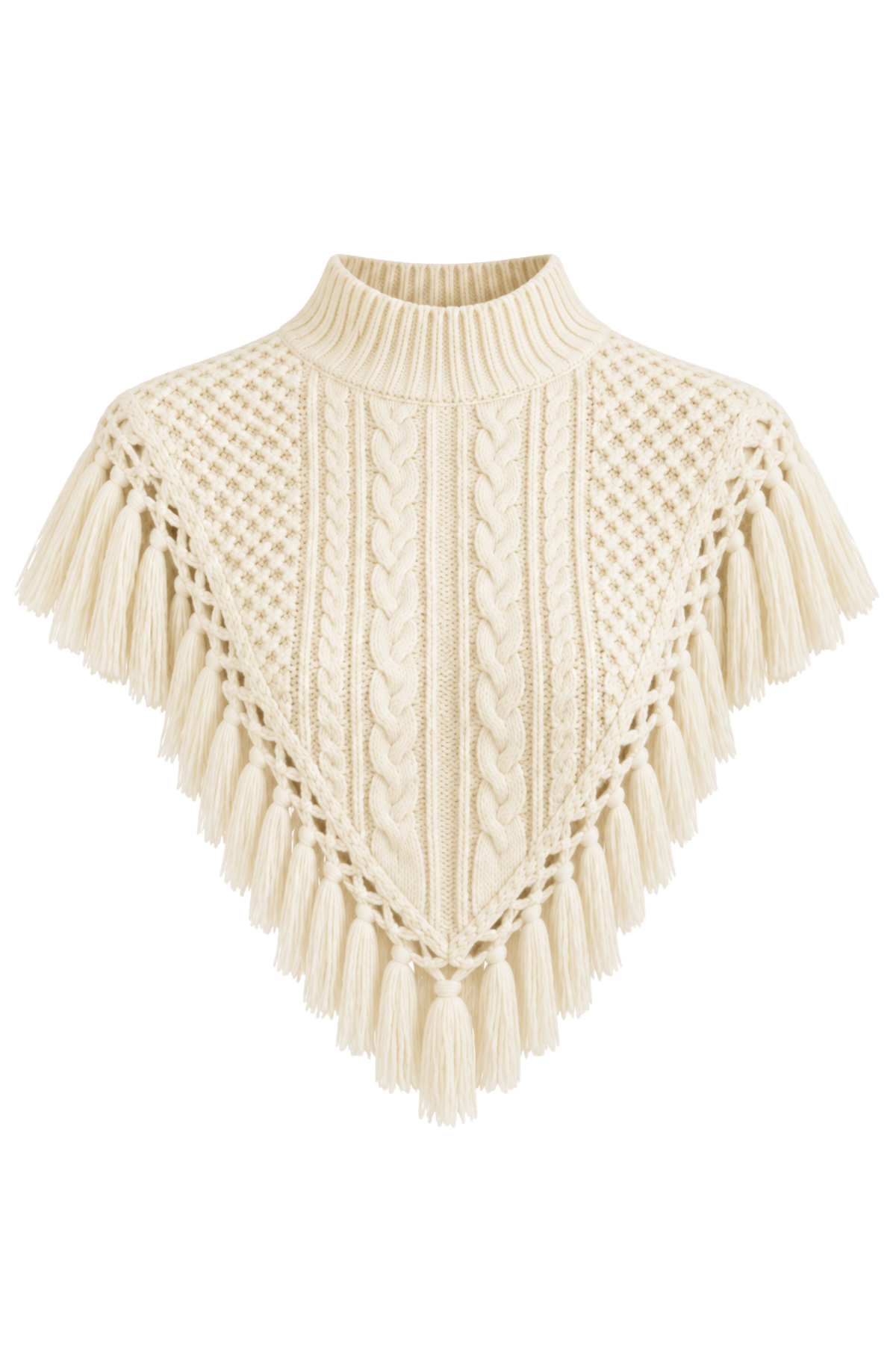 Ivory Fringe Shawl Collar