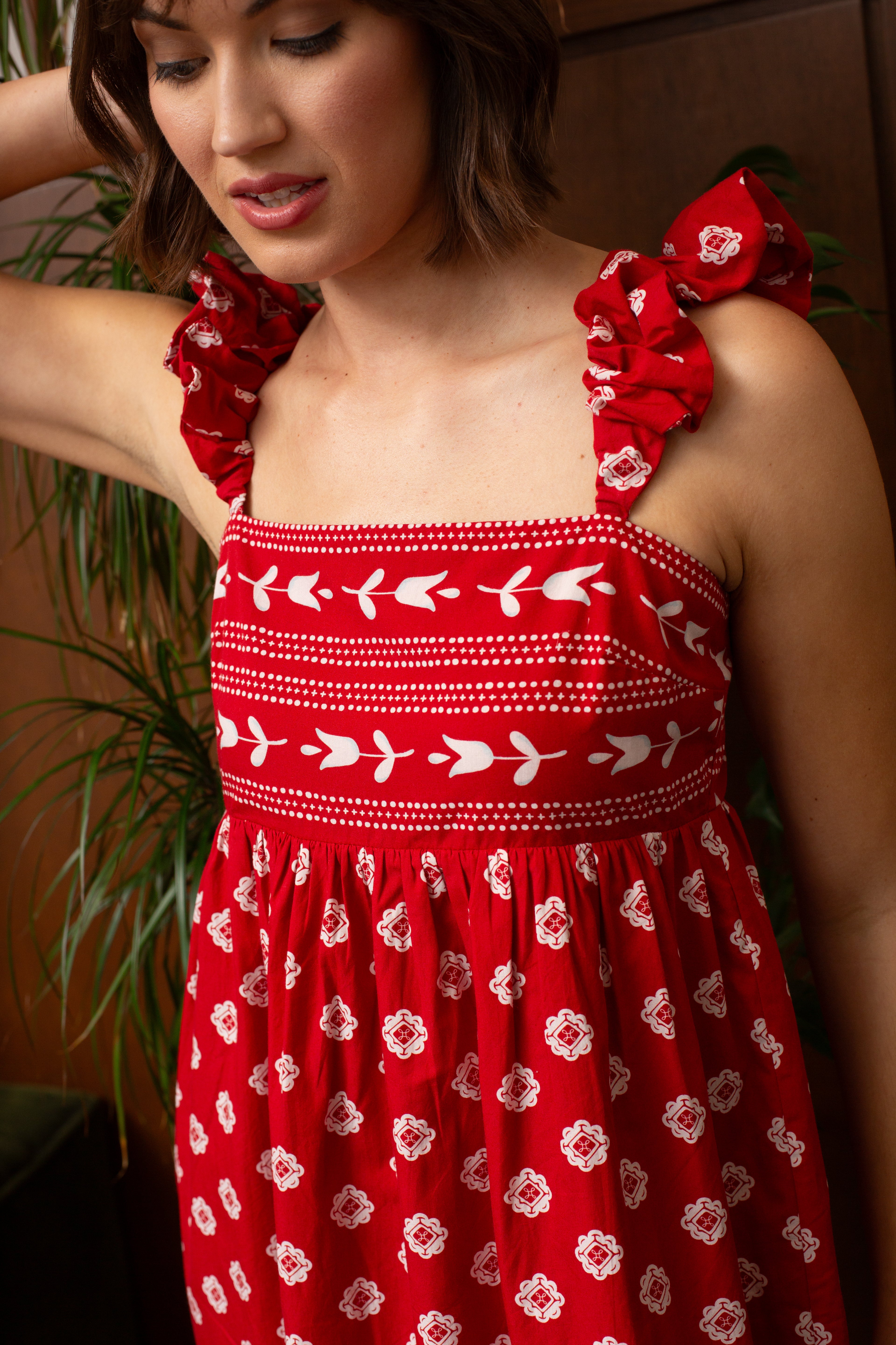 Sylvia Scarlet Bandana Midi Dress