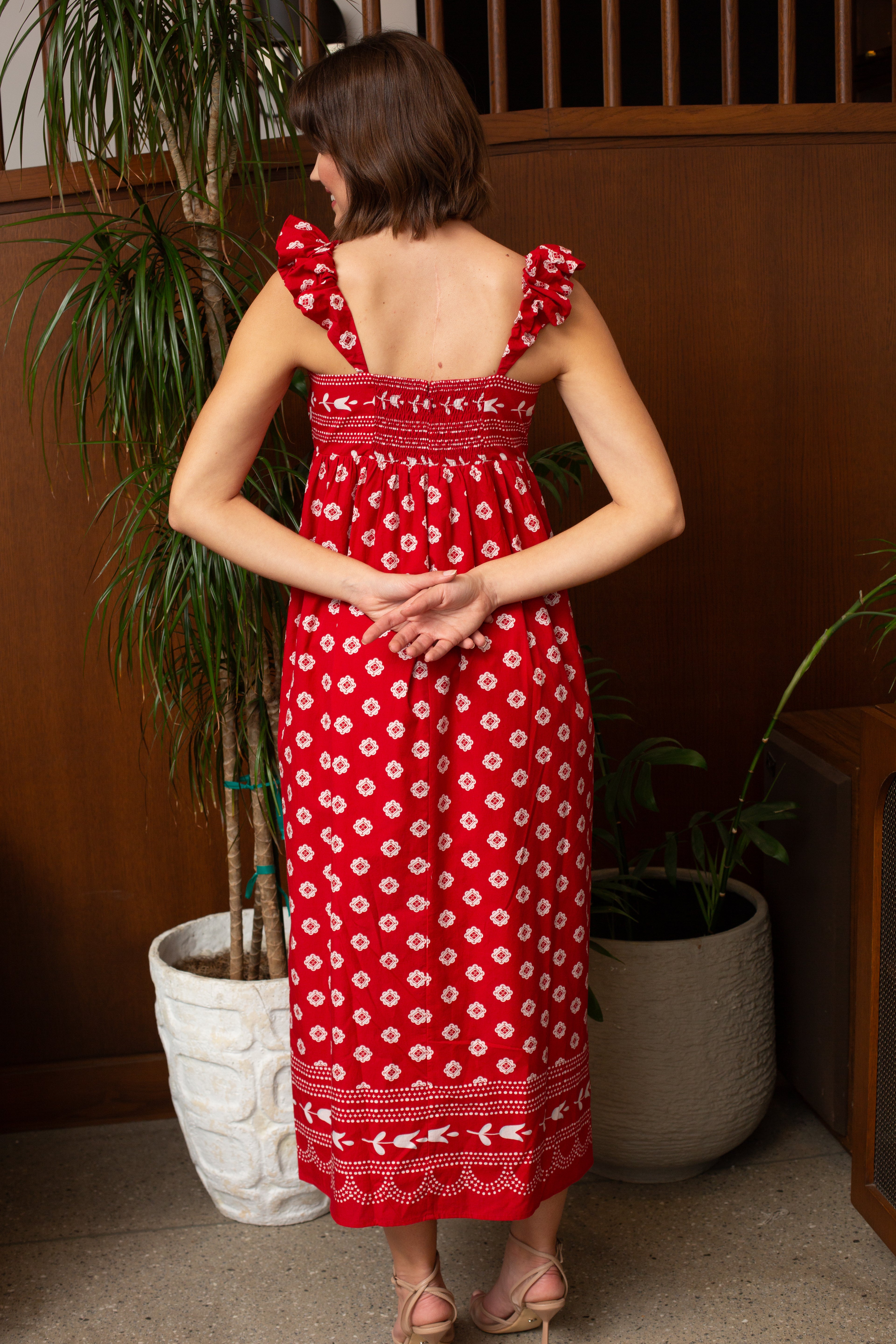 Sylvia Scarlet Bandana Midi Dress