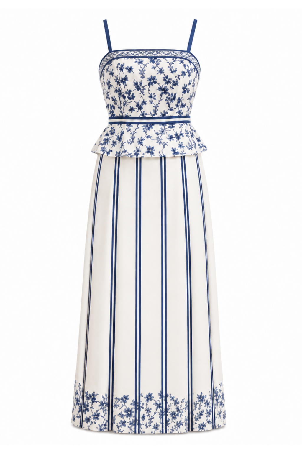 Tucker Blue Ditsy Stripe Midi Dress