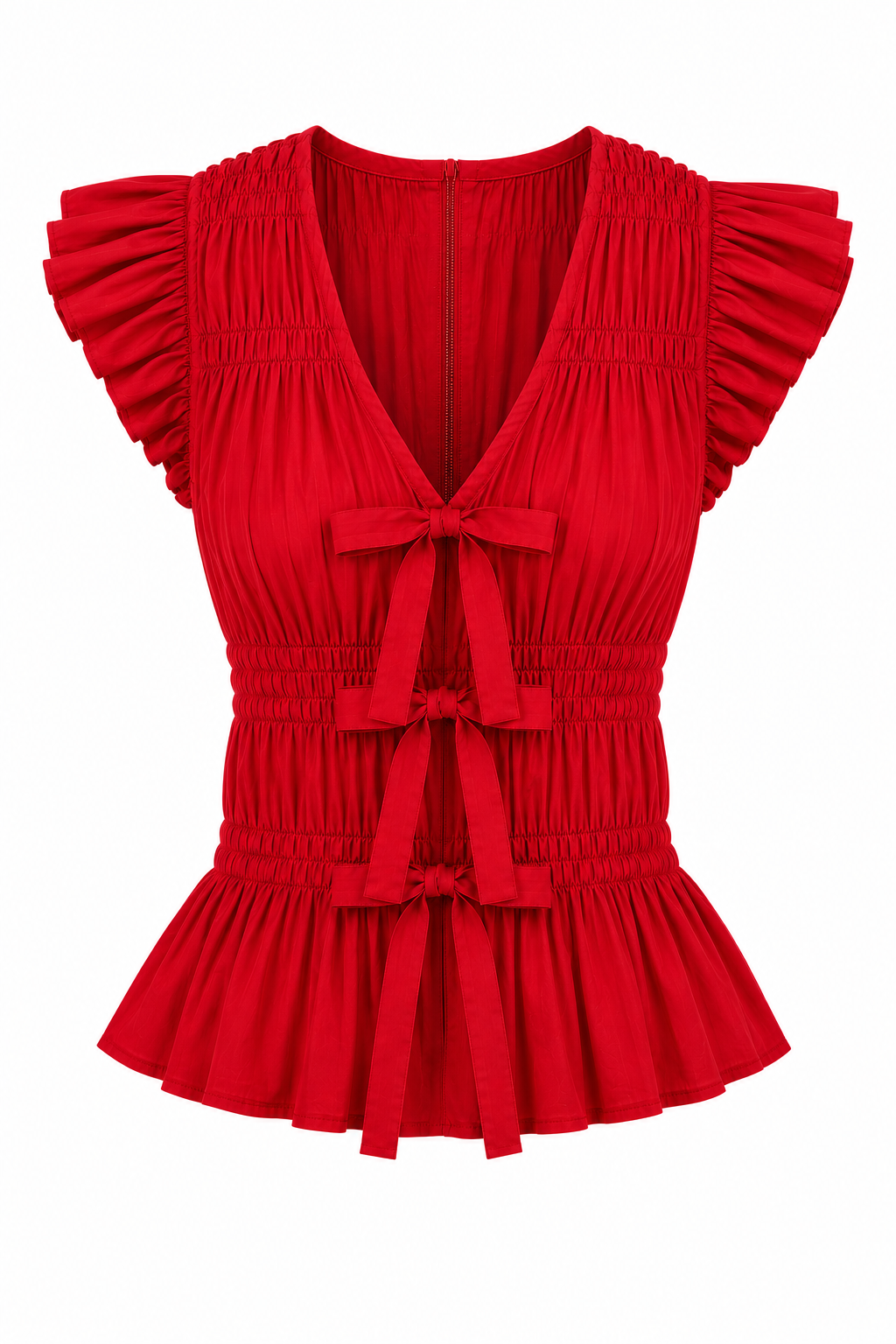 Nickie Red Smocked Top