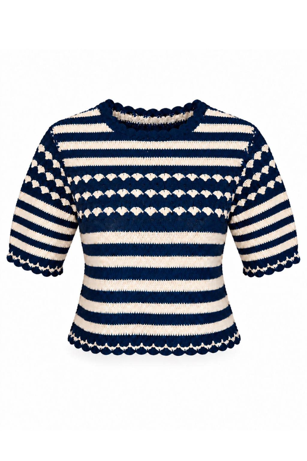 Wales Navy White Knit Top