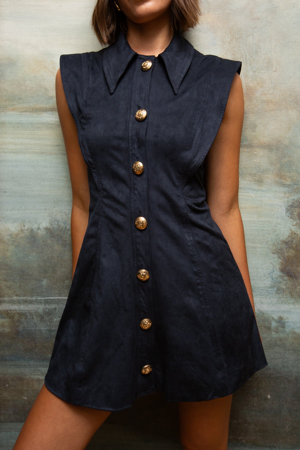 Albie Navy Suede Mini Dress