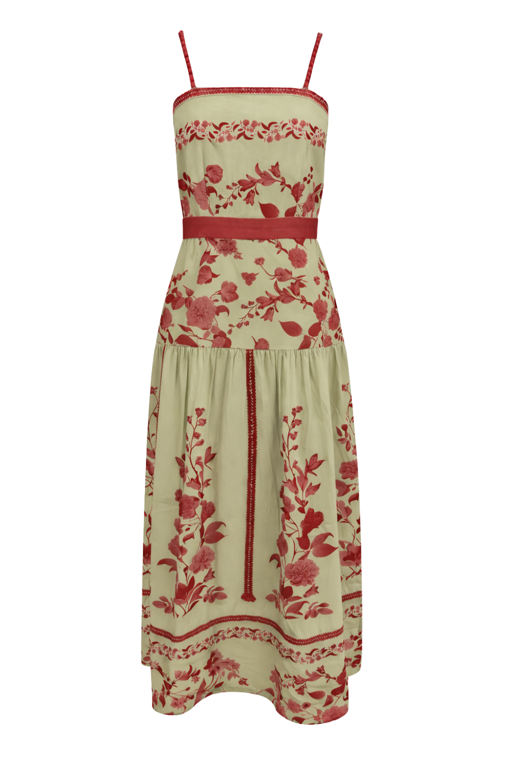 Asher Coral Petal Floral Midi Dress