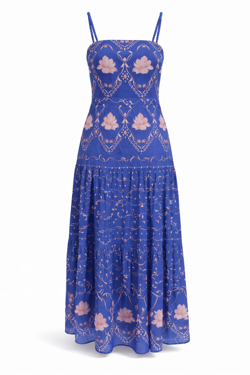 Asher Sea Petal Blue Floral Midi Dress Asher Sea Petal Blue Floral Midi Dress