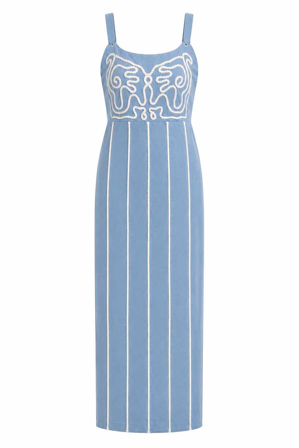 Blare Light Blue Embroidery Midi Dress