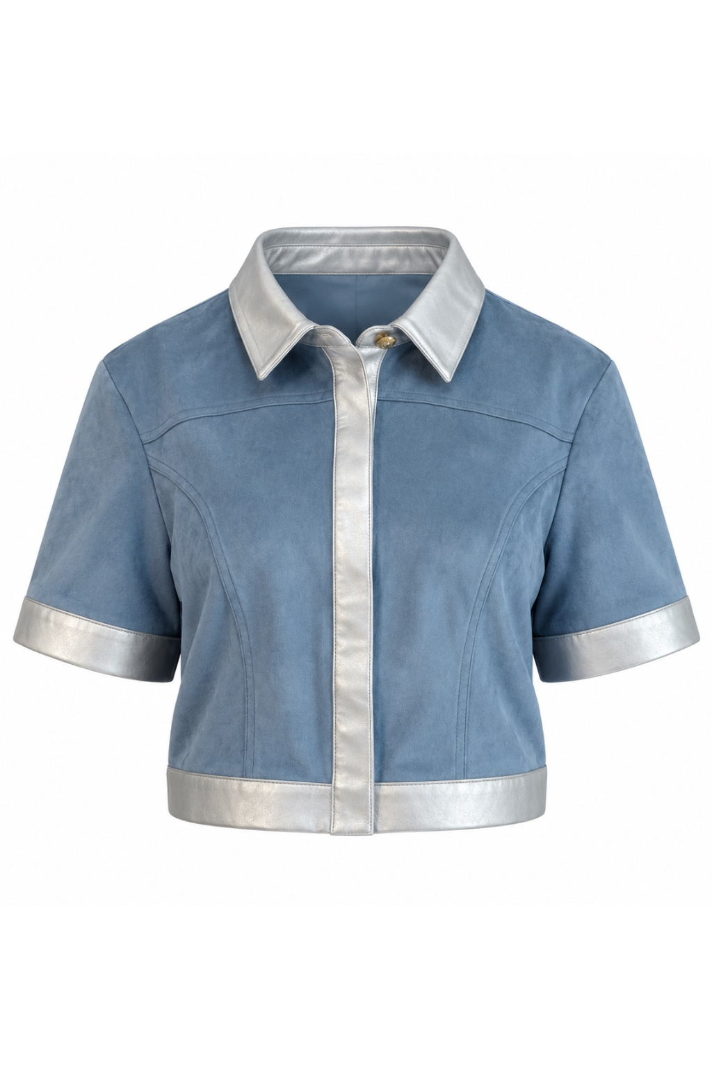 Boston Light Blue Silver Suede Top