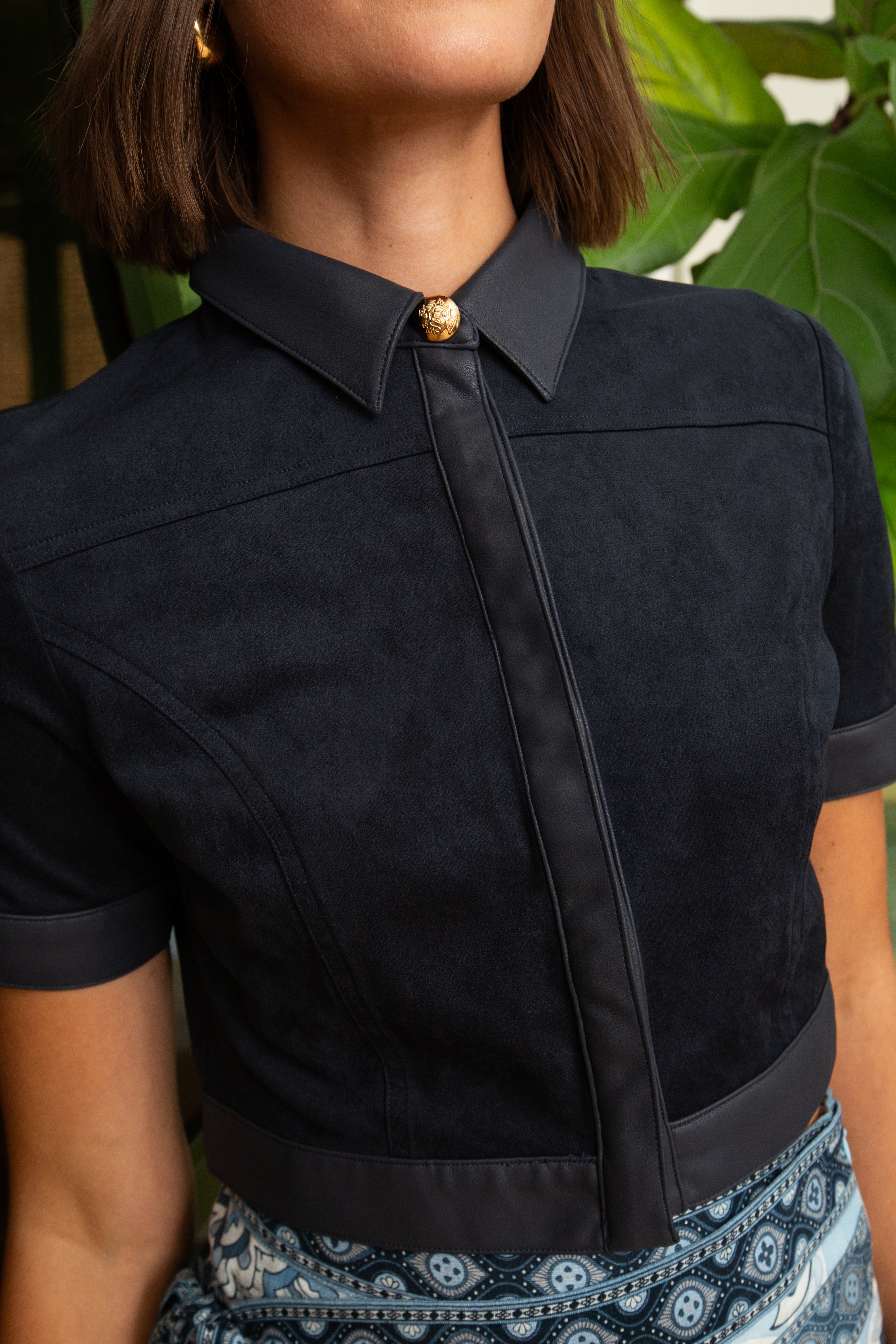 Boston Navy Suede Top