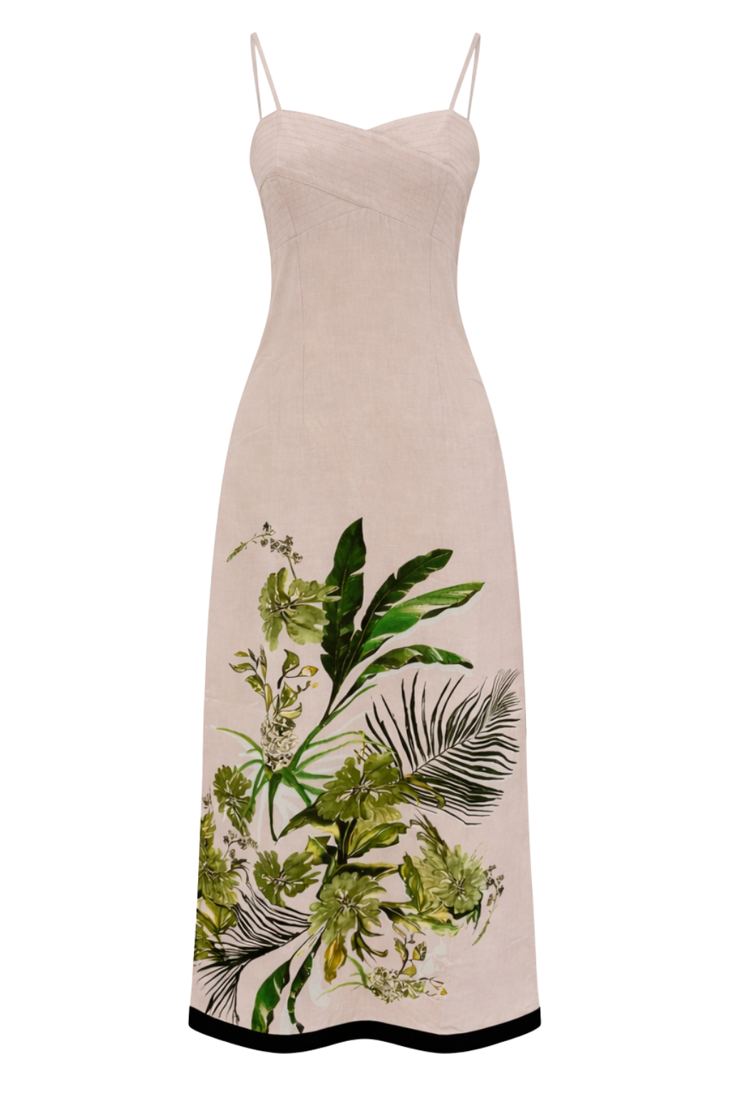 Carlie Neutral Botanical Midi Dress
