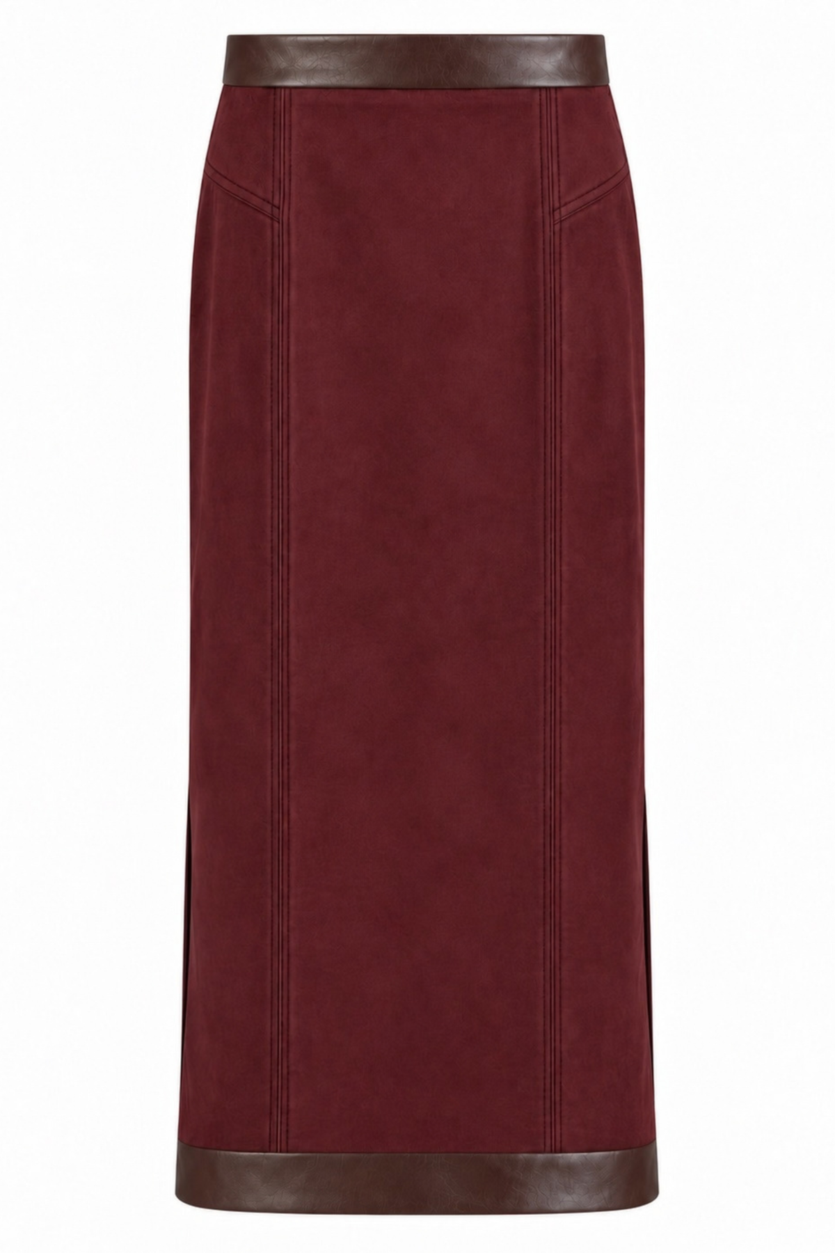 Cassie Maroon Suede Midi Skirt