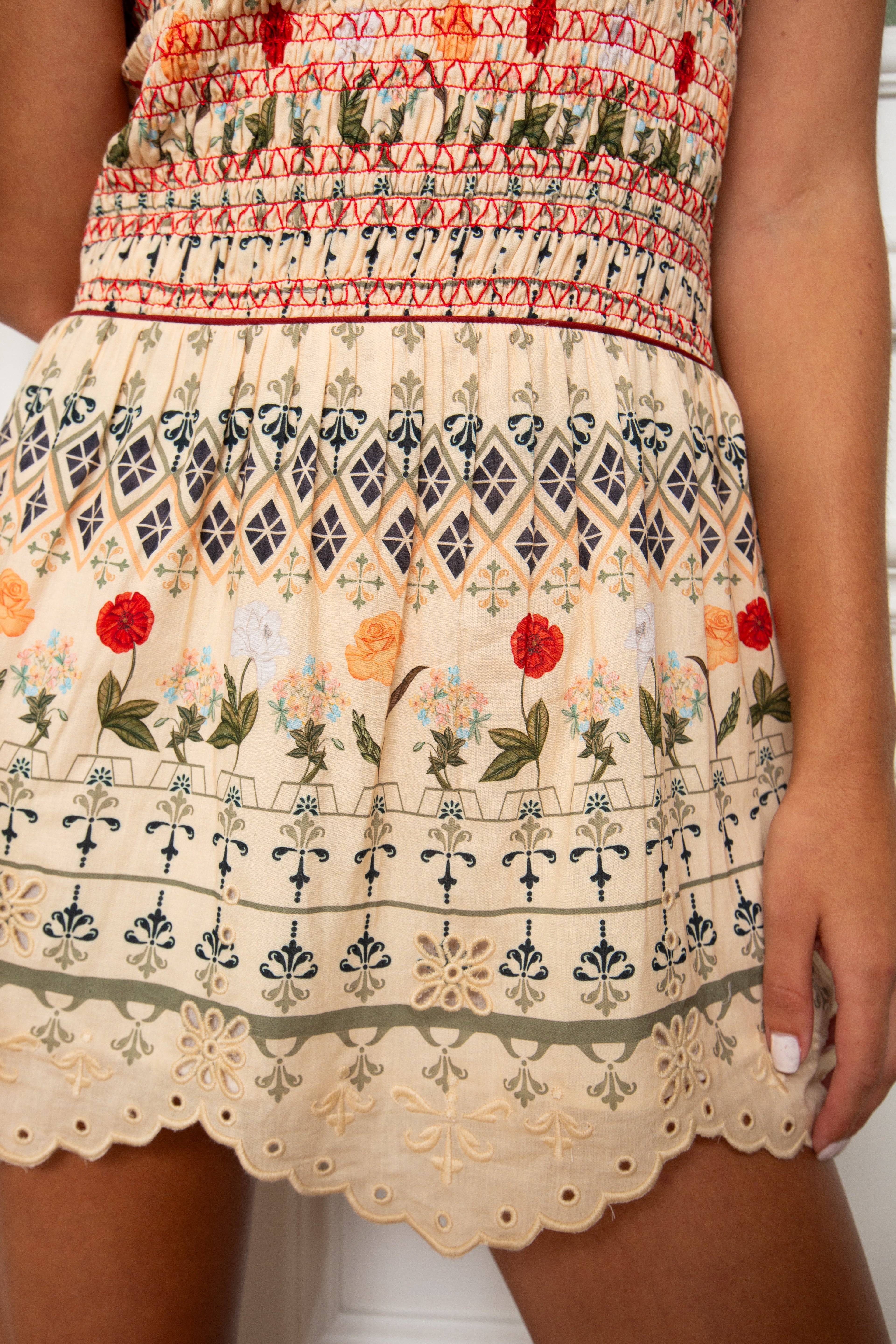 Cynthia Ivory Lorelei Garden Mini Dress