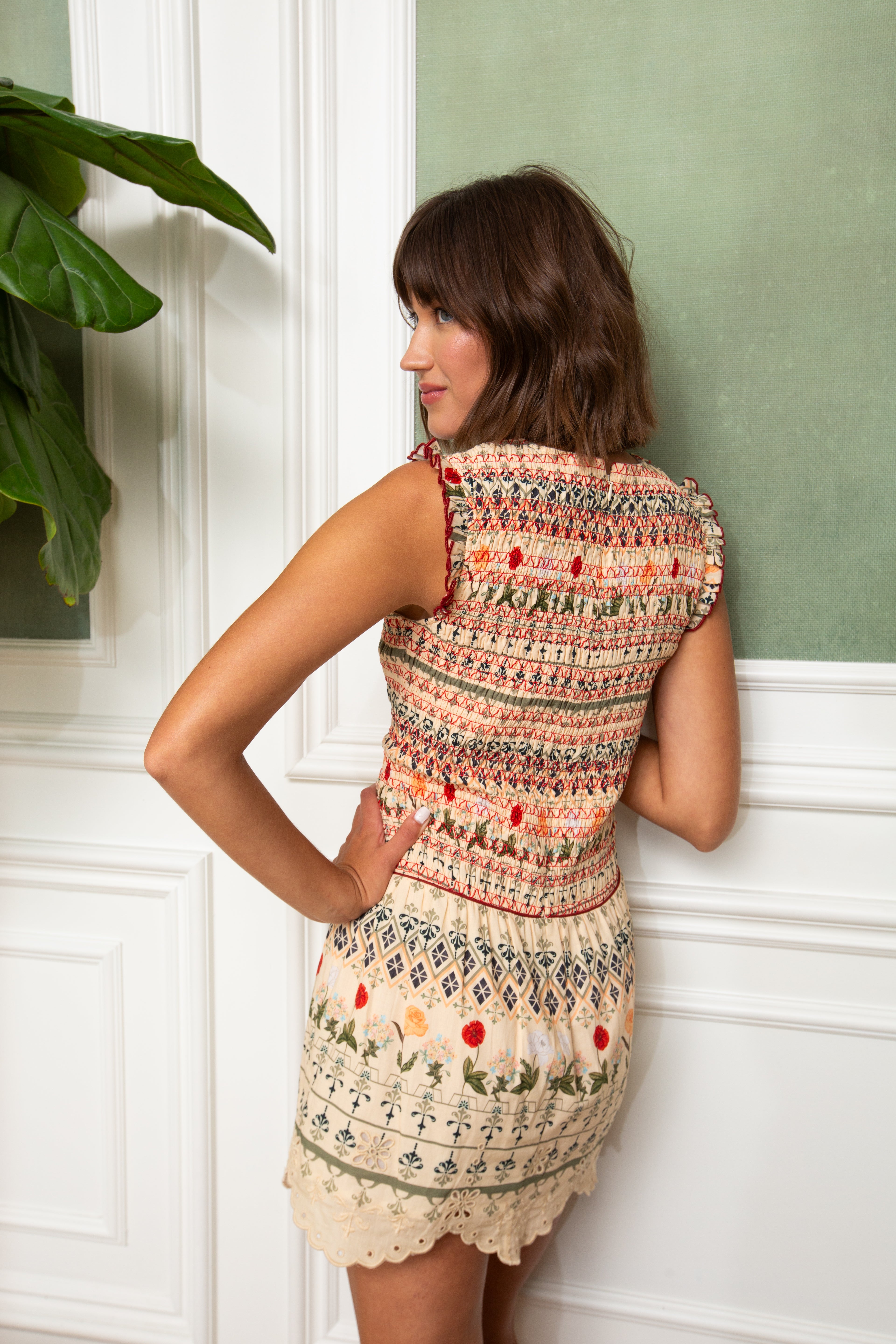 Cynthia Ivory Lorelei Garden Mini Dress