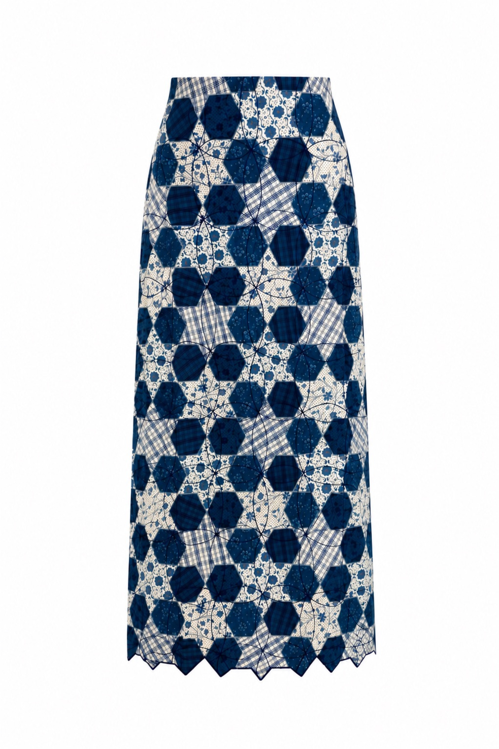 Dillon Navy Maribel Quilt Midi Skirt