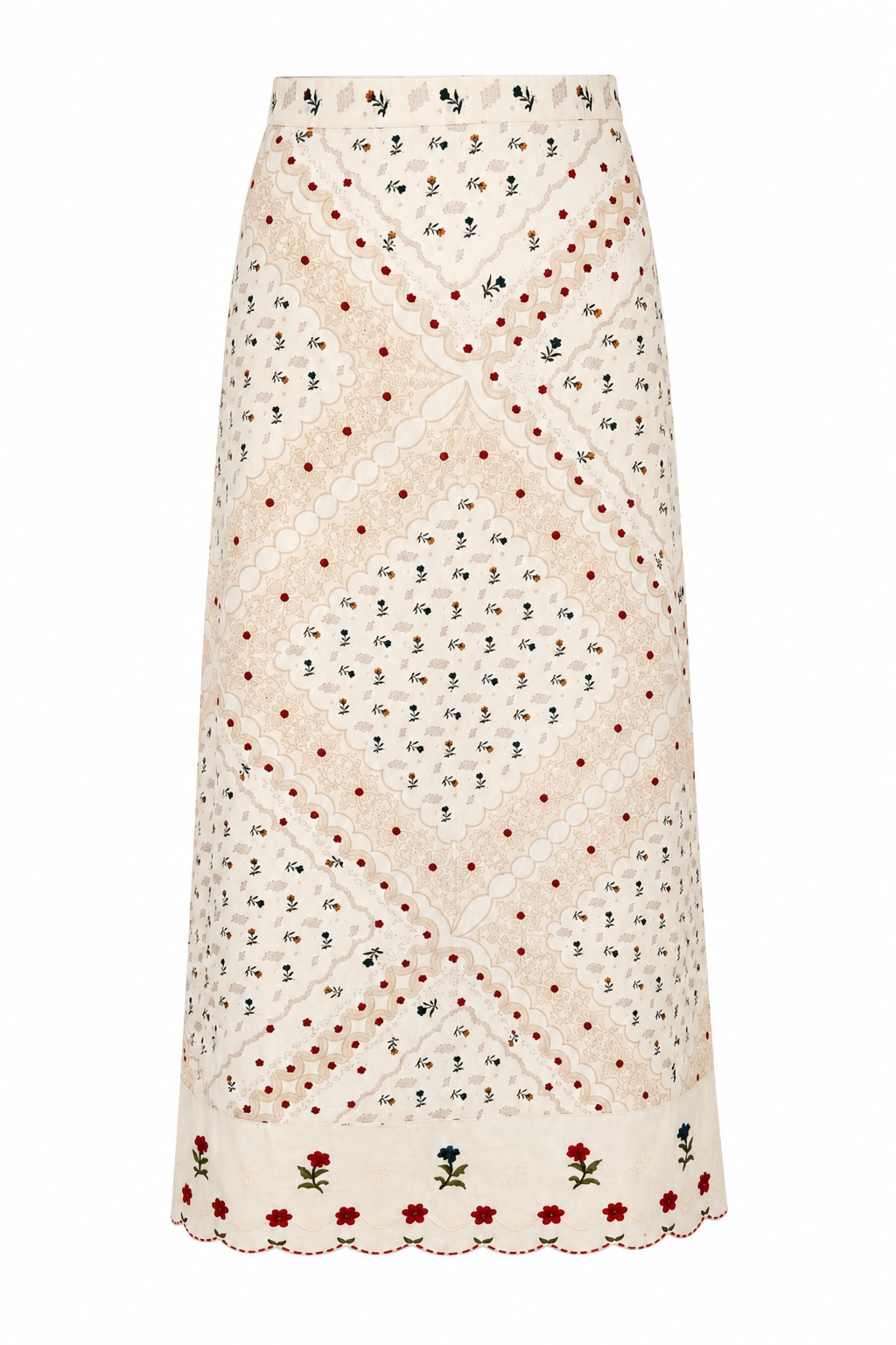 Dillon Skirt Ivory Rosa Floral Midi Skirt