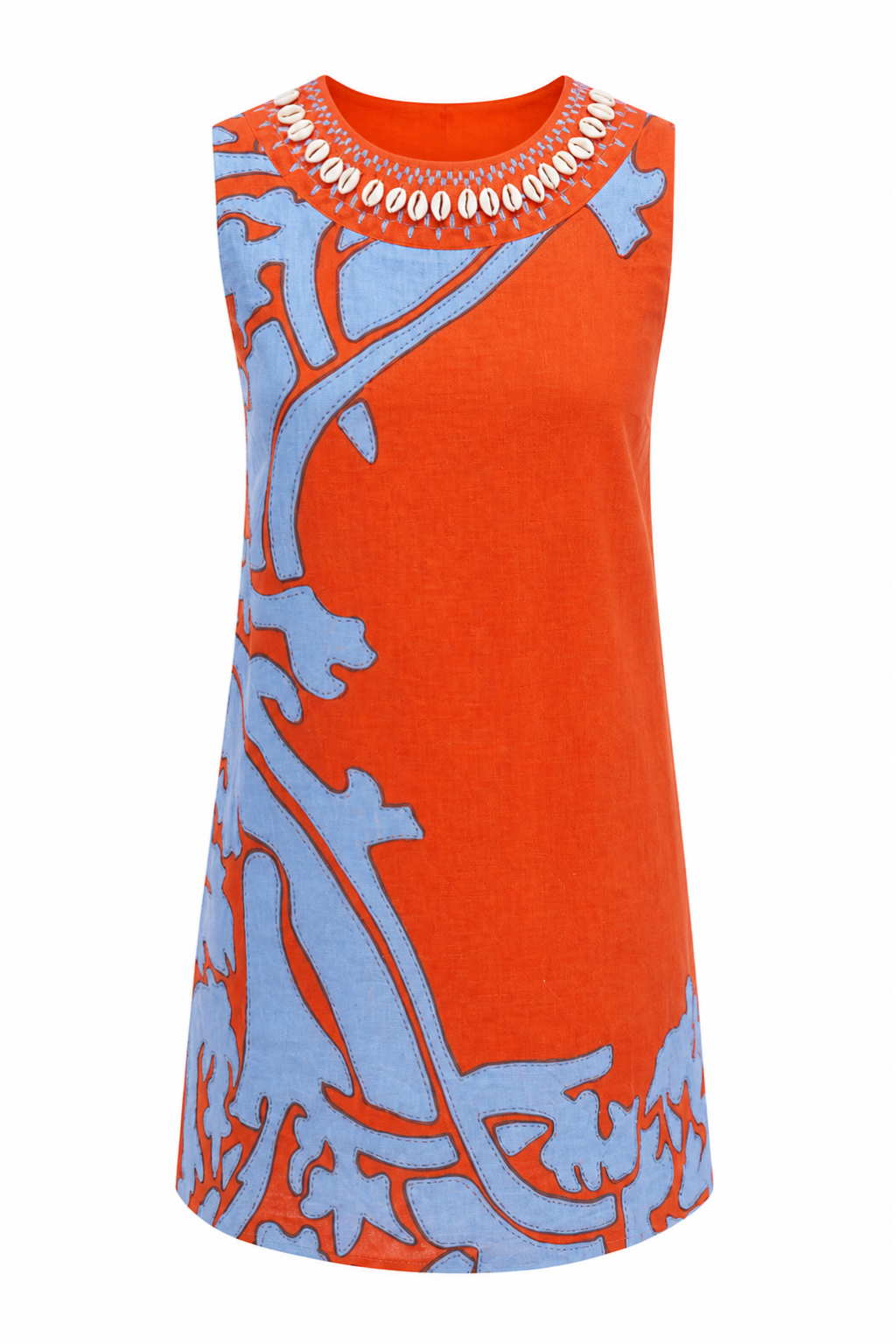 Evelyn Coral Vine Stripe Shell Mini Dress