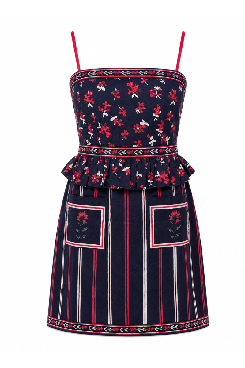 Grace Navy Amora Stripe Mini Dress | Anna Cate