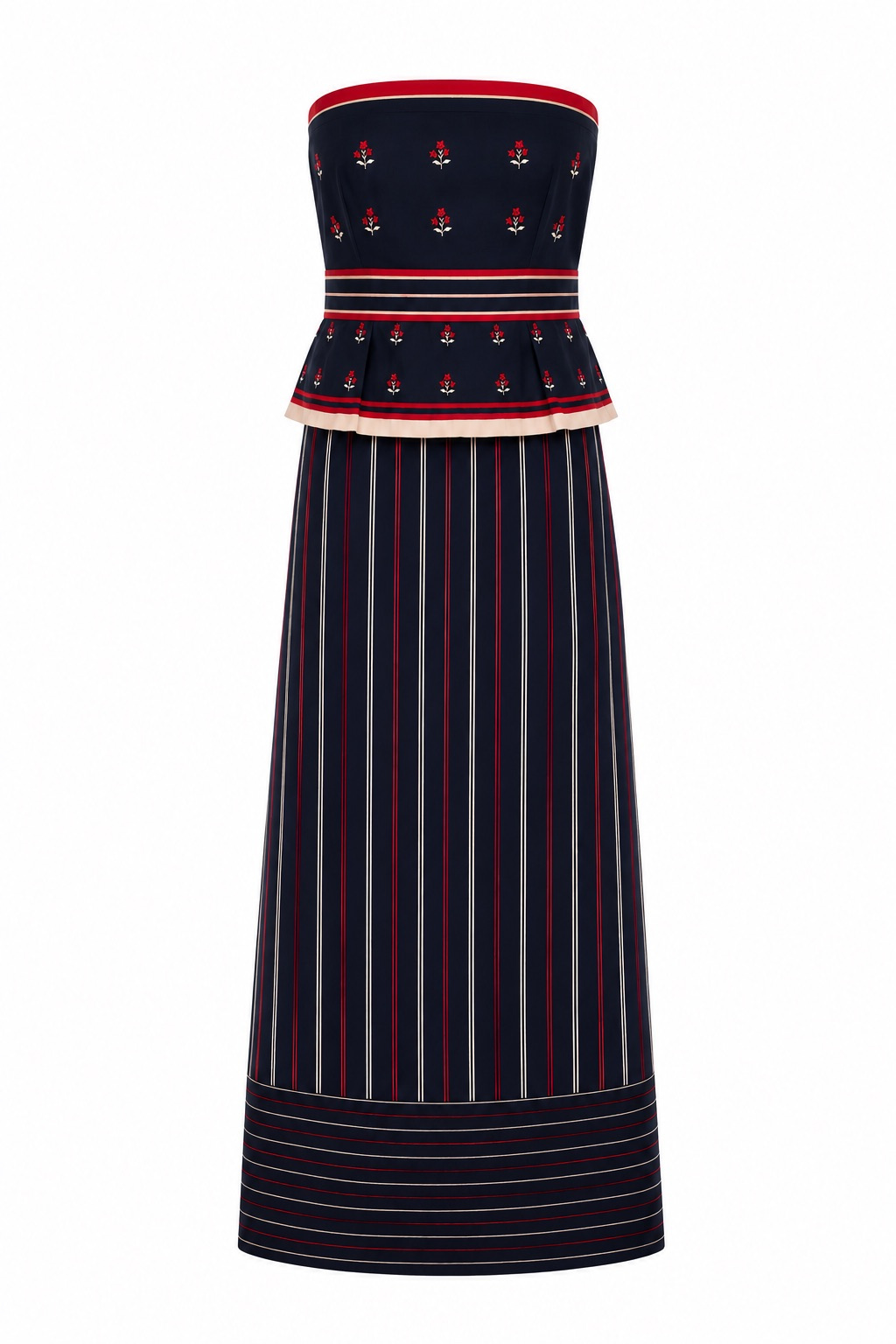 Hampton Navy Amora Stripe Strapless Dress