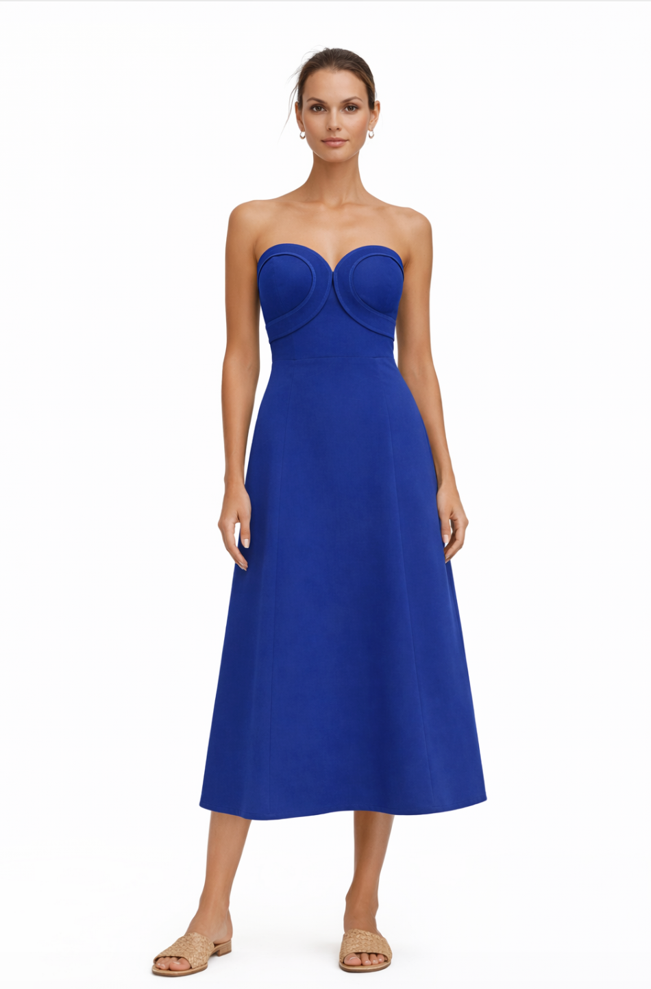 Hayden Royal Blue Strapless Midi Dress