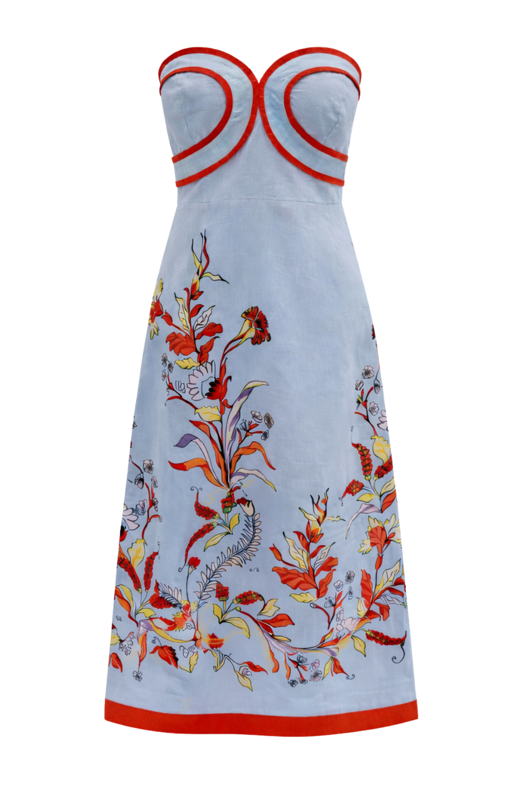 Hayden Seascape Floral Strapless Midi Dress