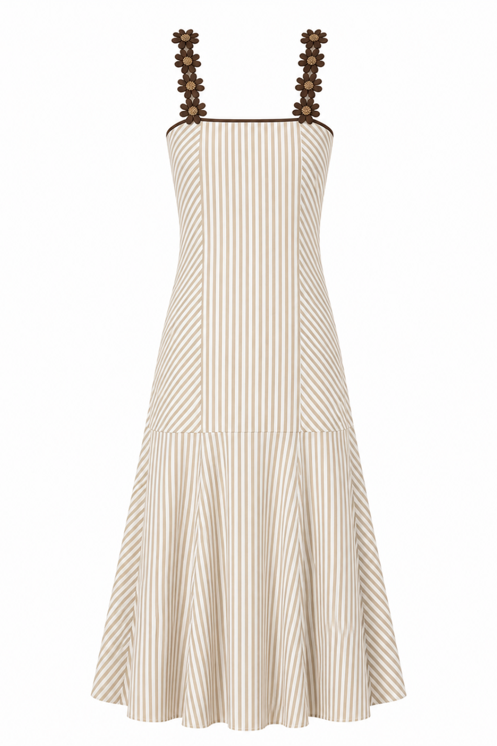 Highland Sand Stripe Floral Midi Dress