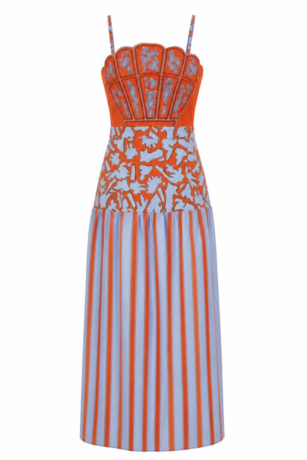 Hunter Coral Vine Stripe Midi Dress