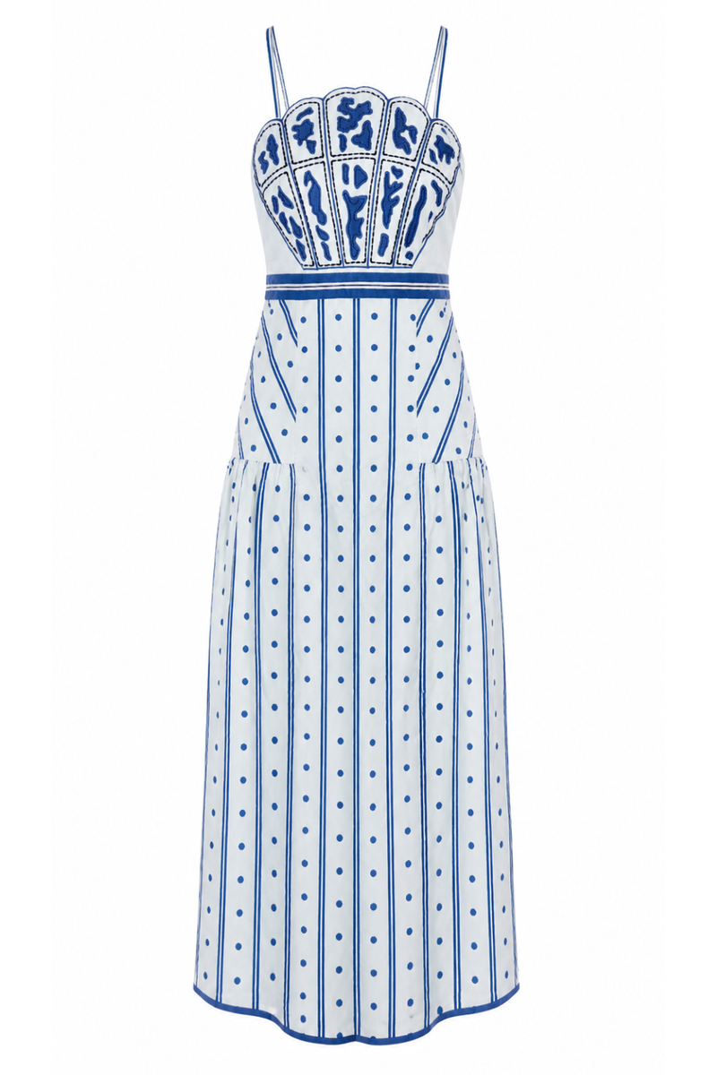 Hunter Cloud Ribbon Stripe Midi Dress