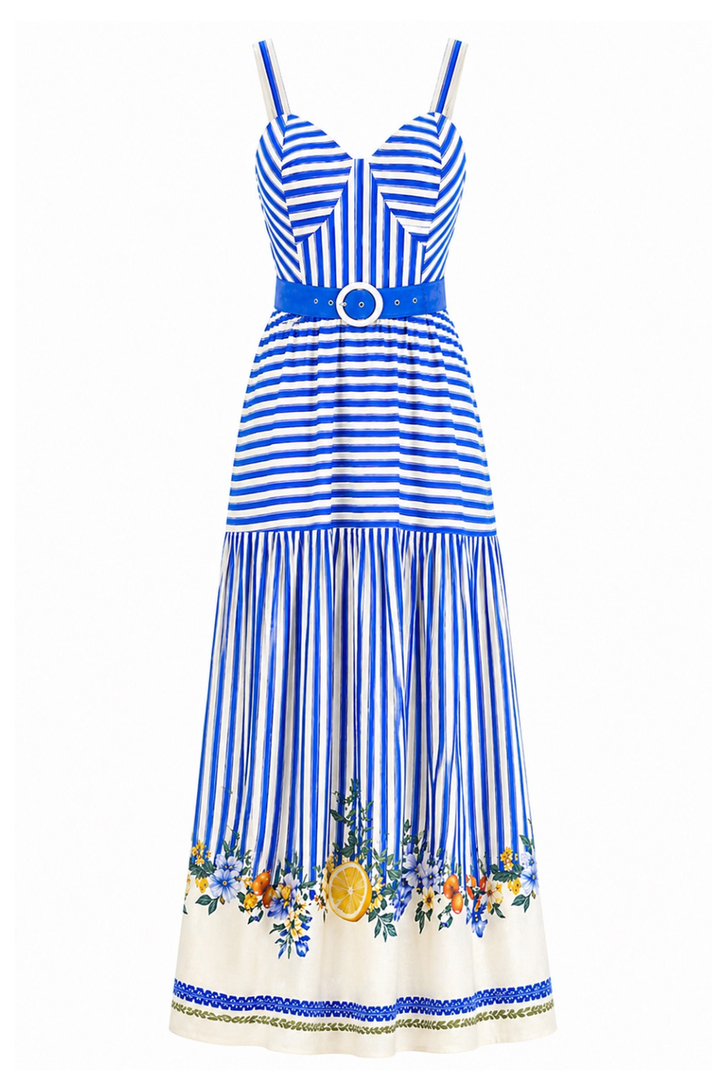 Jameson Italian Blue Stripe Midi Dress | Anna Cate