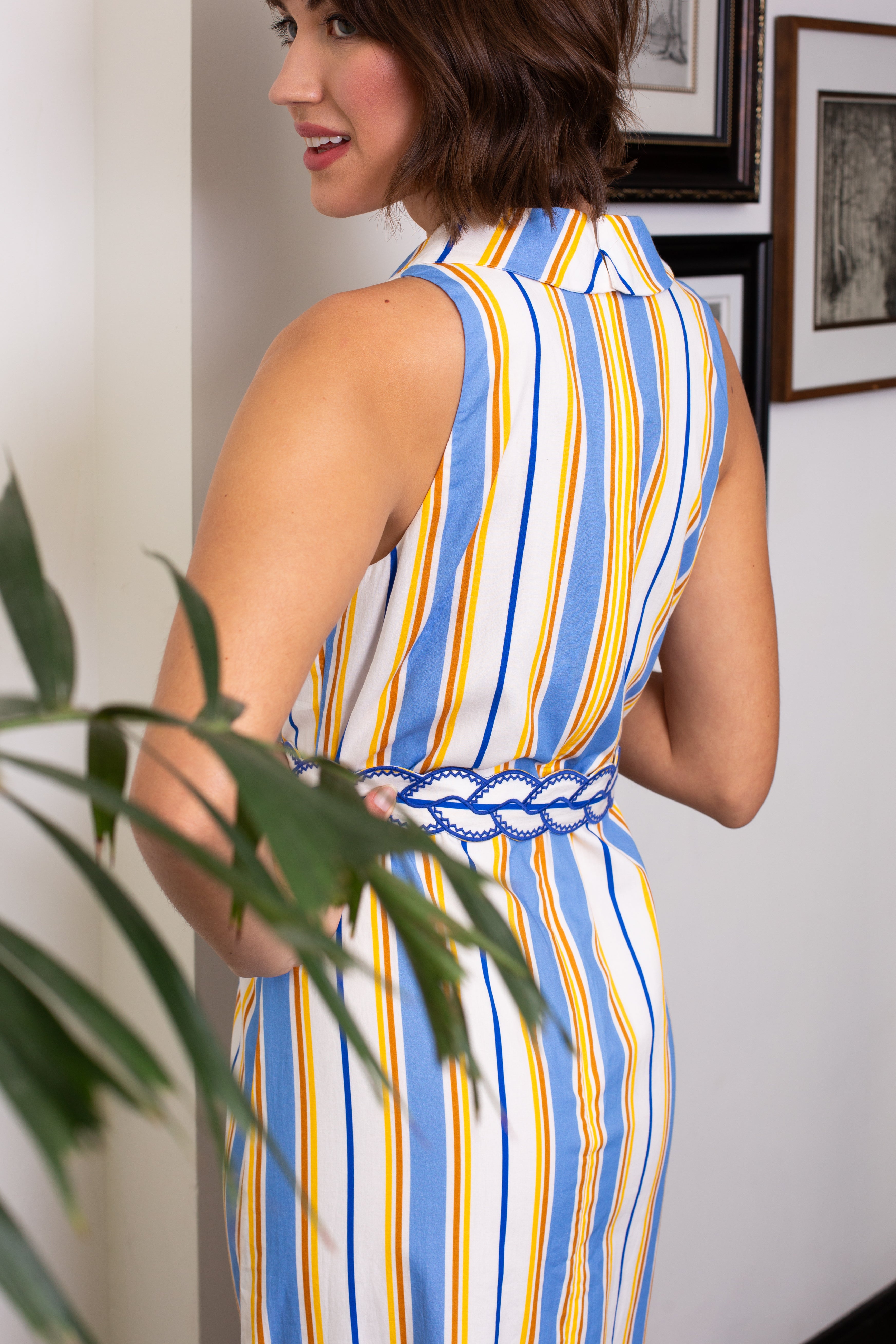 Jill Coastal Stripe Cotton Midi Dress | Anna Cate
