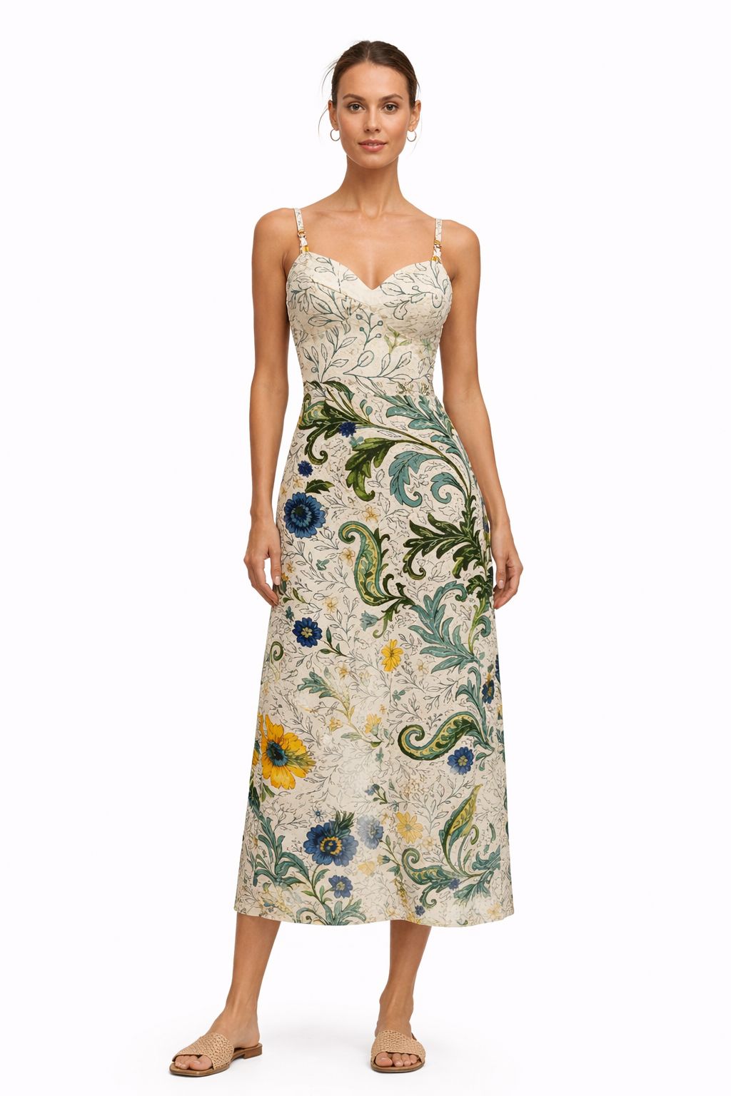 Lauren Multi Floral Daisy Midi Dress