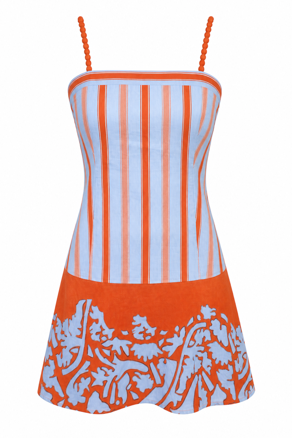 Lillie Coral Vine Stripe Mini Dress